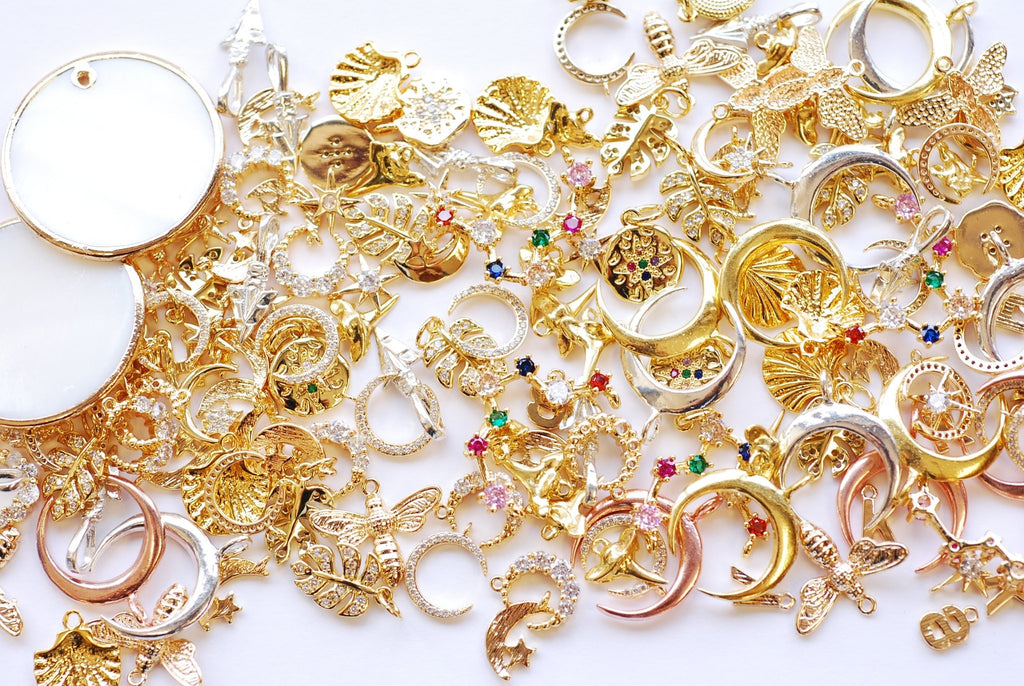 18k Gold Filled Cubic Zirconia Heart Lock Pendant Wholesale Jewelry