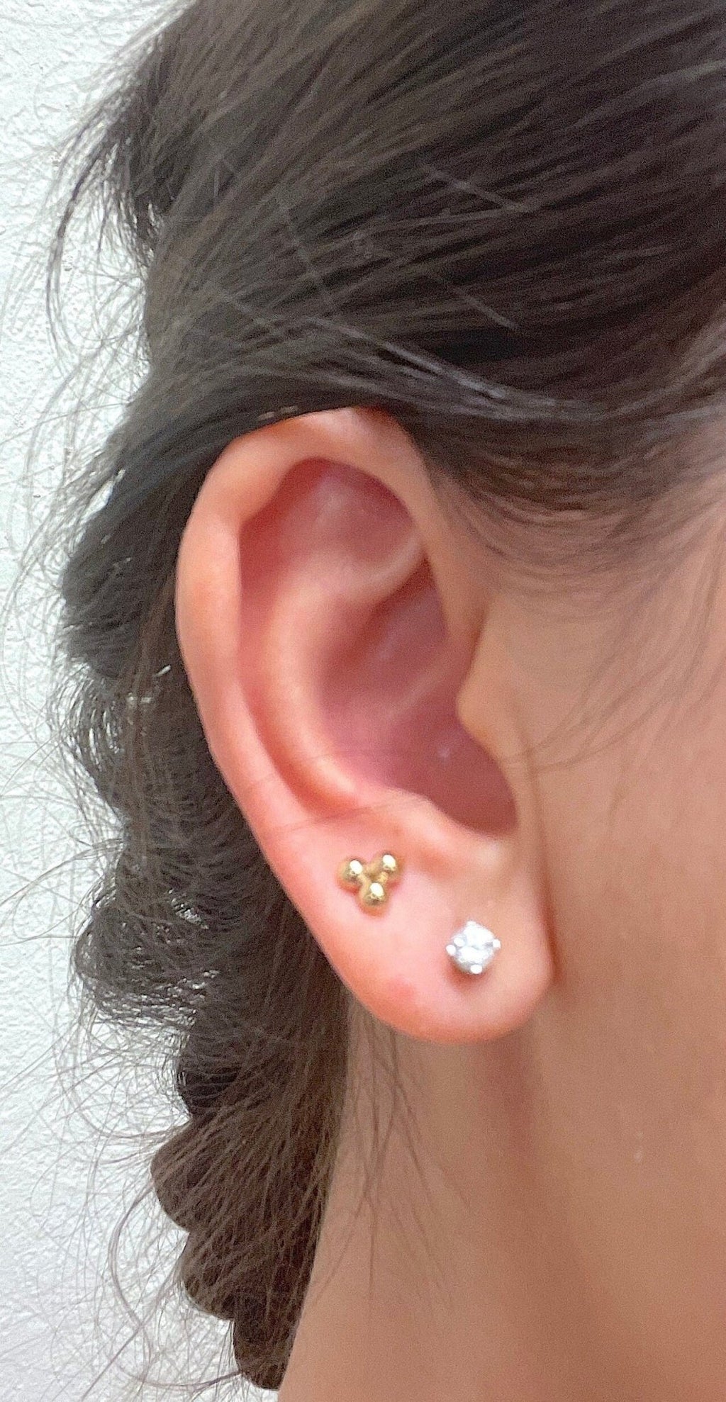 14K REAL Solid Gold Matte-Finish Heart Ear Cartilage Stud Earring Piercing  18G