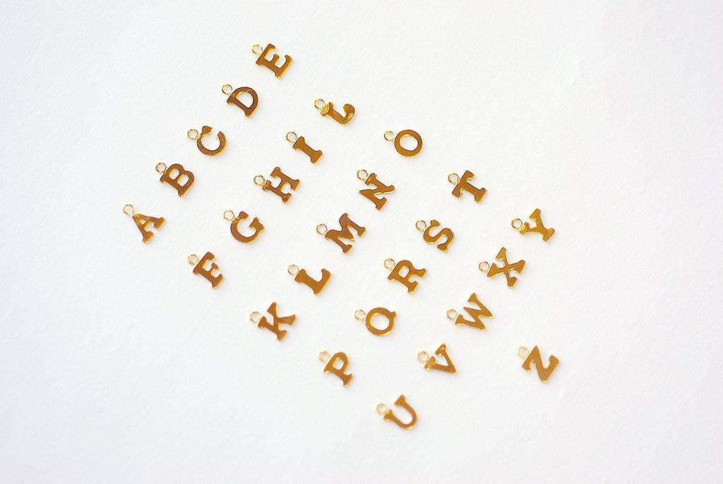 Initial Letter Charms - Gold Plated Mini Alphabet Charms for Bracelet C