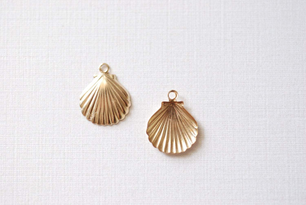 Seashell Enamel Charms | Scallop Shell Charm | Nautical Pendant | Marine Life Jewelry Making (2pcs / Green Yellow / 13mm x 19mm)