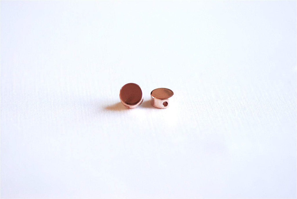 6mm Pink Rose Gold Vermeil Flat Round Circle Beads- 18k rose gold over –  HarperCrown