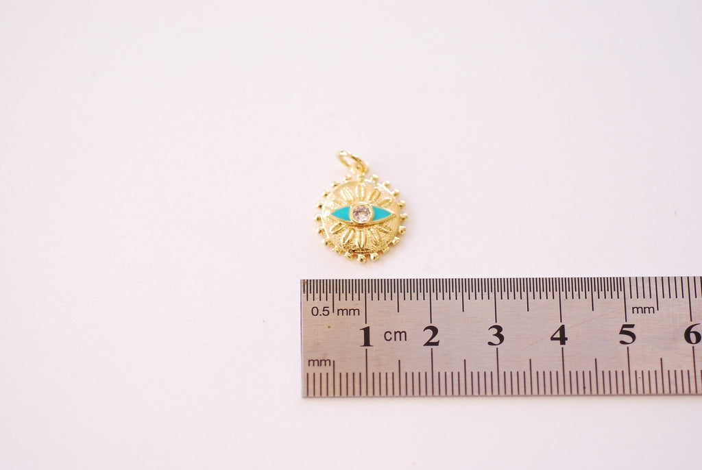 Wholesale Charms - Evil Eye Enamel Cubic Zirconia Charm - 16k Gold Plated  over Brass Charm Yoga Ohm Eye of Ra CZ Turqoise HarperCrown Wholesale  Charms B141