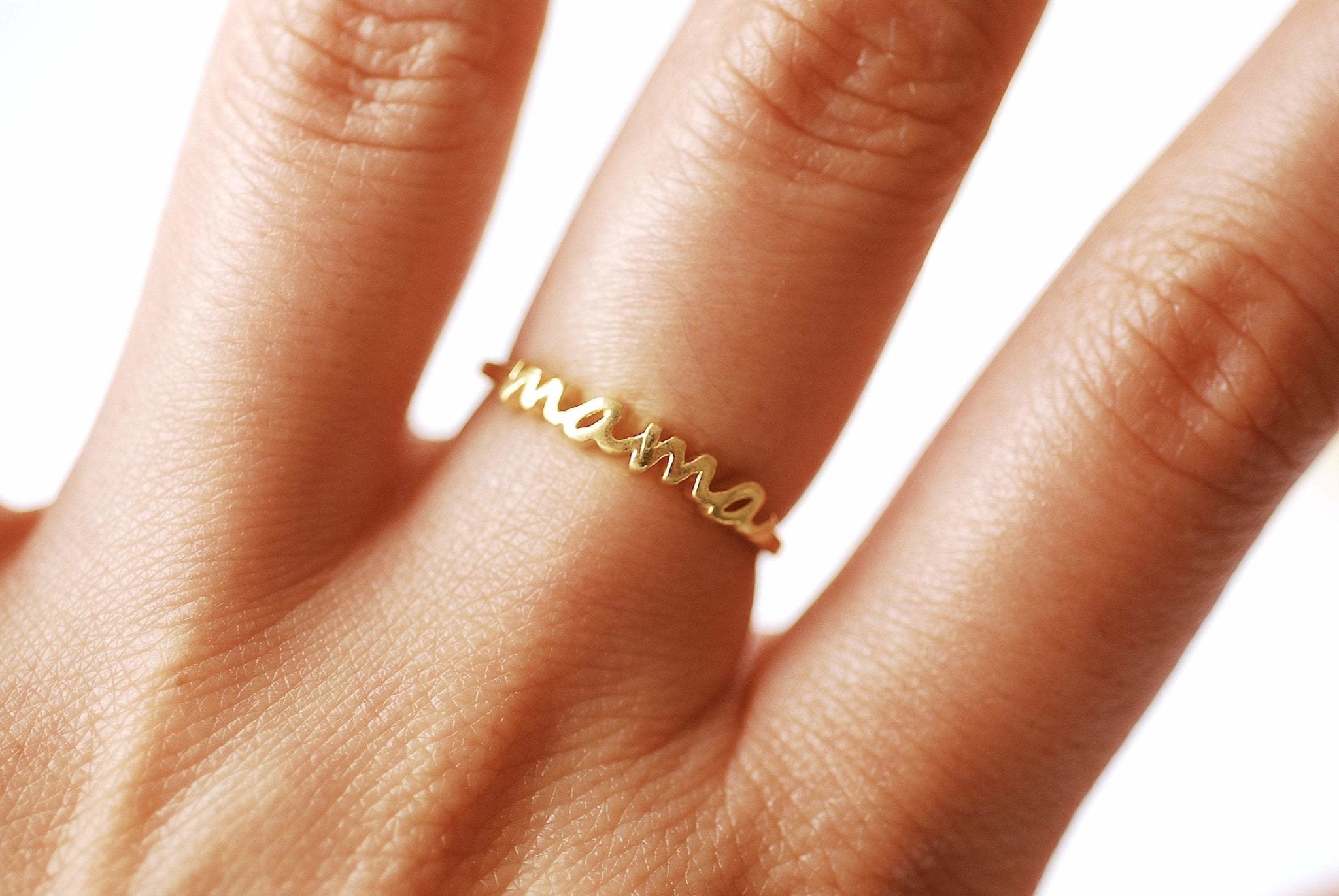 Mama Ring 925 Sterling Silver Gold Name Ring Personalized Name Adjusta