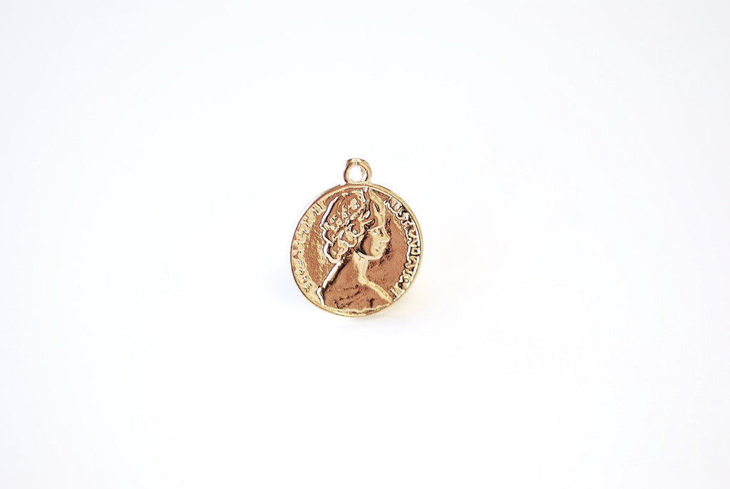 18k Gold Filled Queen Elizabeth Inspired Coin Pendant