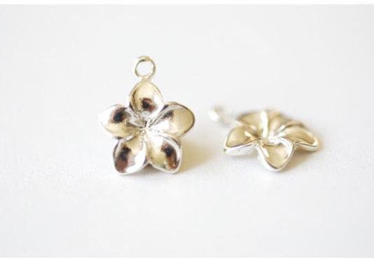 14K Gold Wholesale Filled Flower Connector Charm- 14Kgf Flower Charm, Pinwheel, Floral, Spring Flowers, Gold Filled Charms, Hawaiian Plumeria, Nature