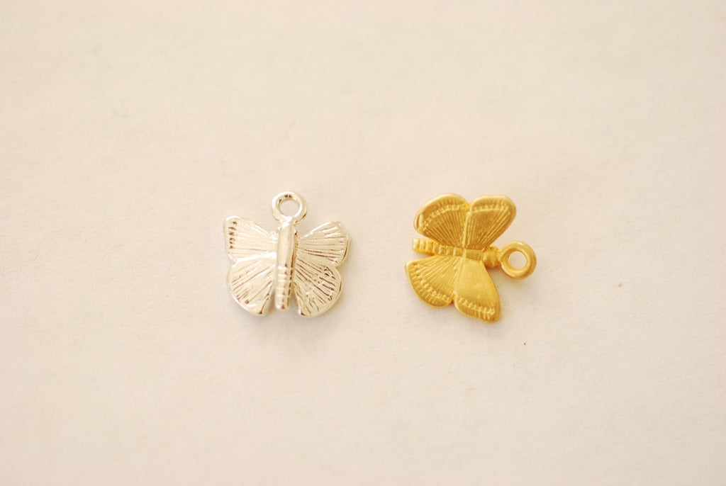 Butterfly Charm Pendant 925 Sterling Silver or 18k Gold Butterly