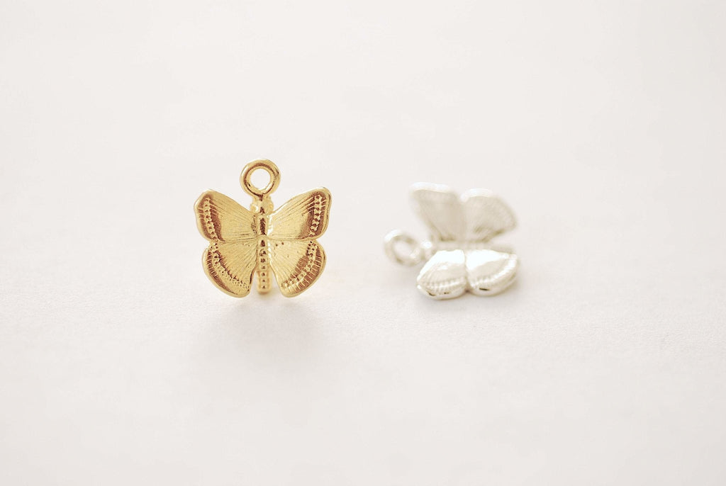 Butterfly Charm Pendant 925 Sterling Silver or 18k Gold Butterly