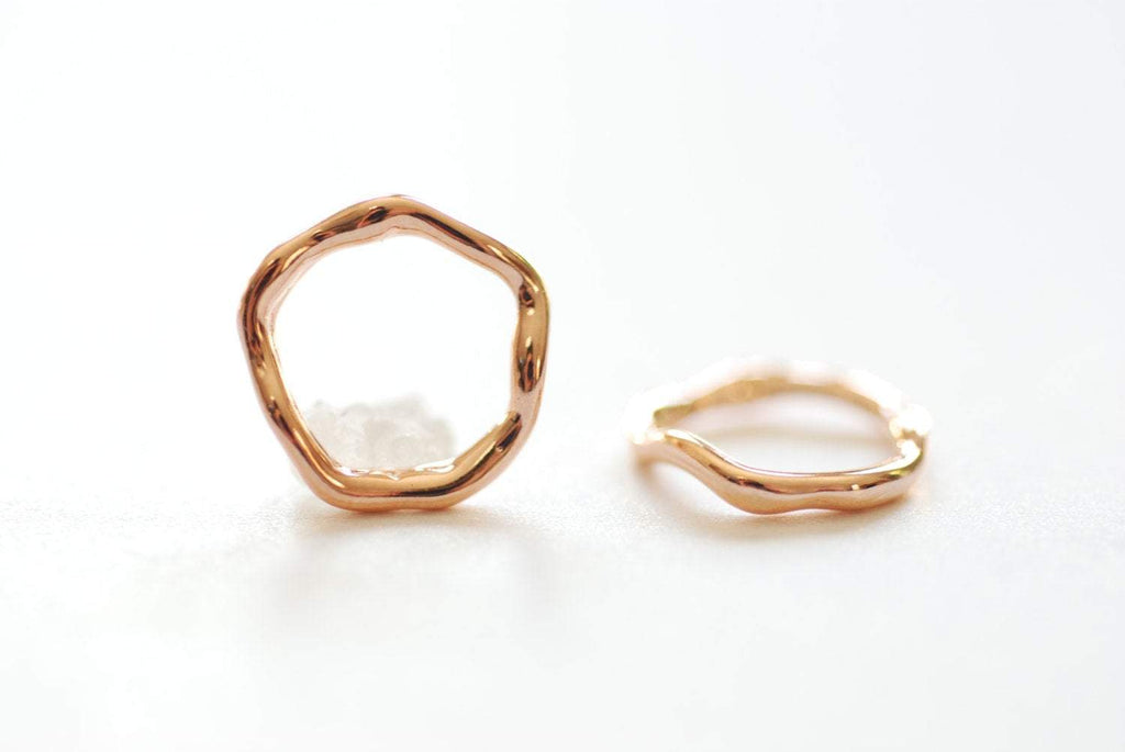 15mm 18K Gold Plated Textured Circle Connector Charms 