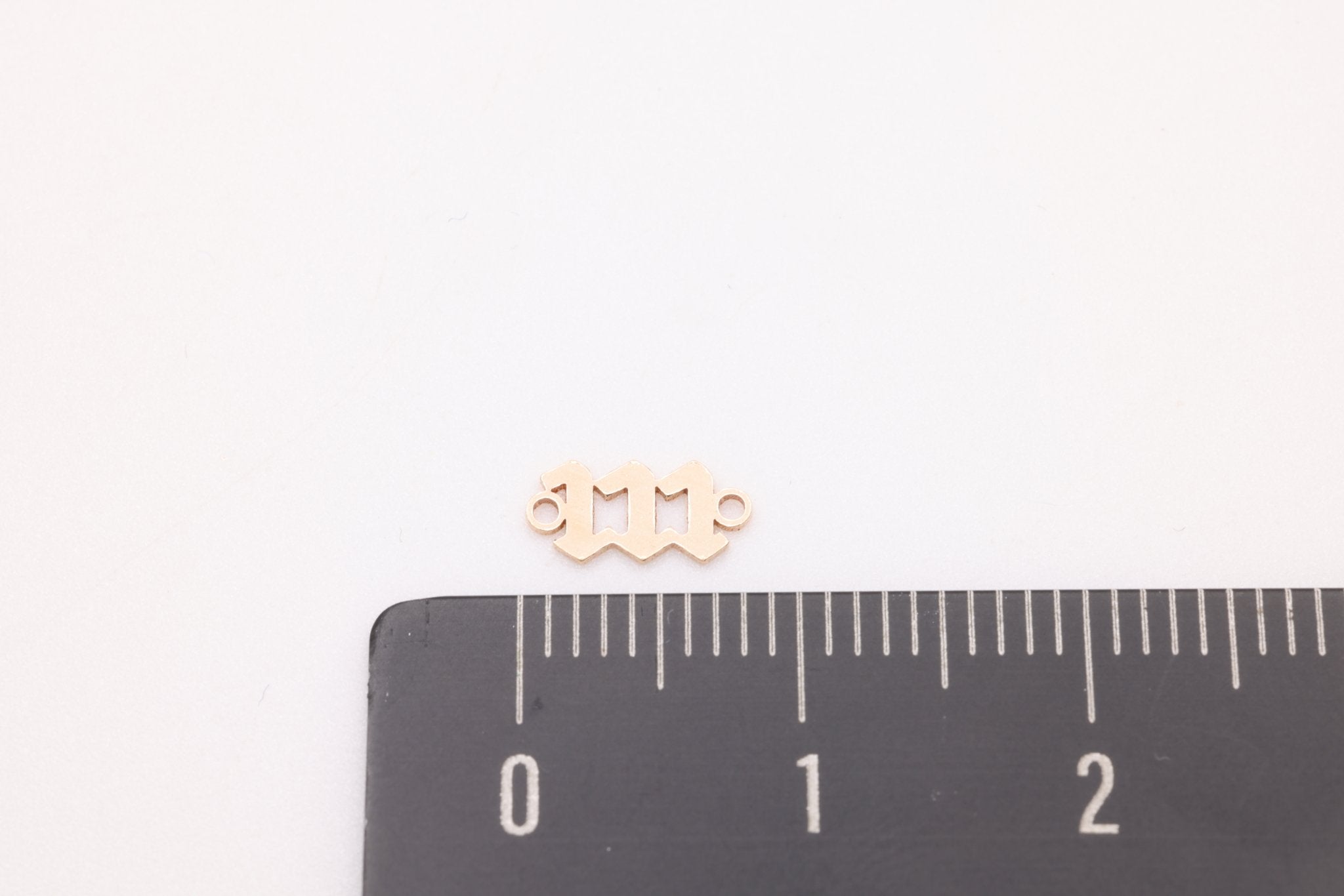 111 Angel Number Charm, Gold - Filled, 9mm x 3mm, Bulk DIY Wholesale Jewelry Making Charm - HarperCrown