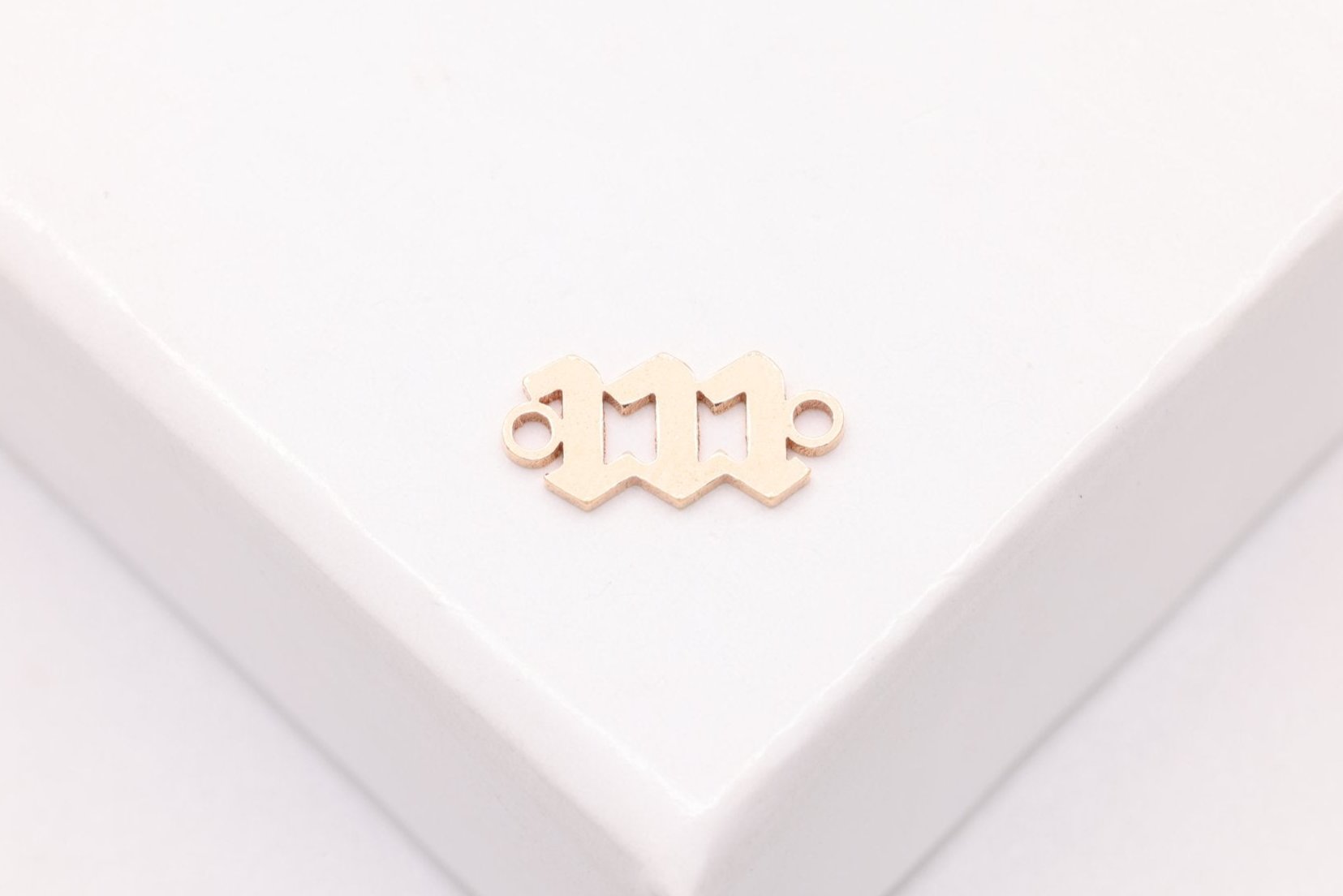 111 Angel Number Charm, Gold - Filled, 9mm x 3mm, Bulk DIY Wholesale Jewelry Making Charm - HarperCrown