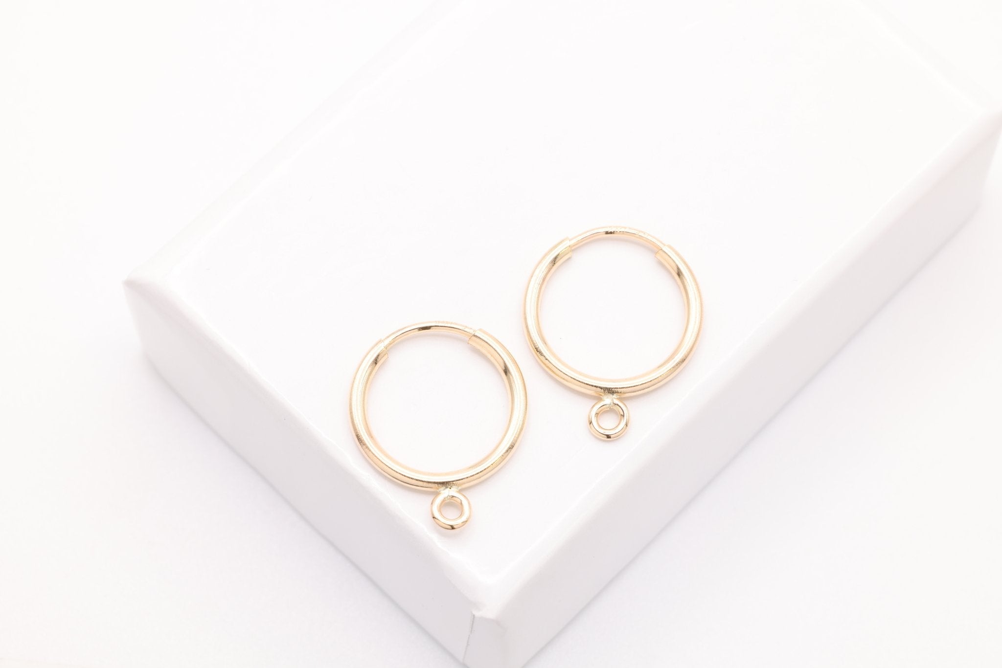 11mm Hoop Earring With Bail, 14K Gold - Filled, Dangle Charm Hoop, Wholesale Bulk DIY Jewelry Making Earring - HarperCrown