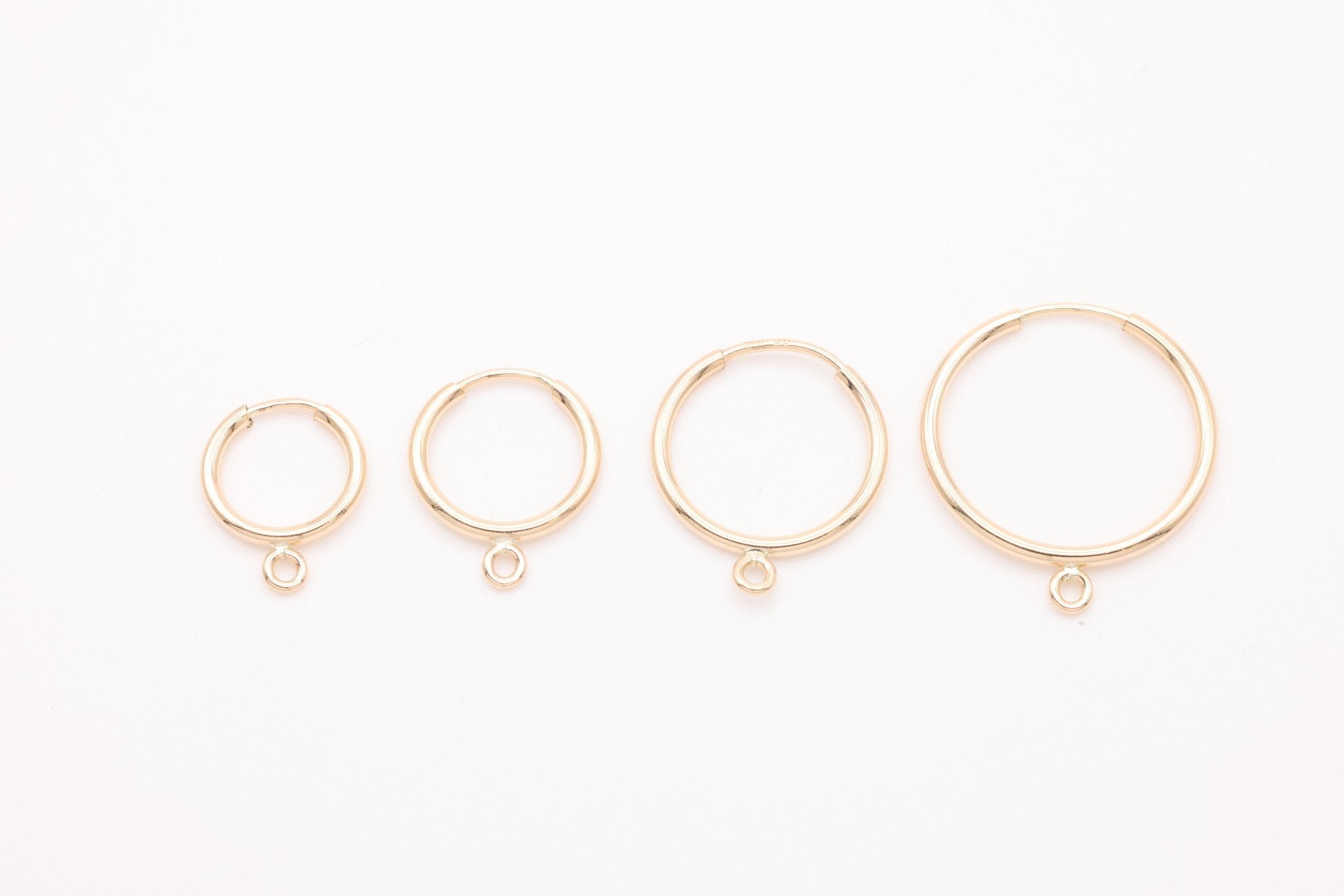 11mm Hoop Earring With Bail, 14K Gold - Filled, Dangle Charm Hoop, Wholesale Bulk DIY Jewelry Making Earring - HarperCrown