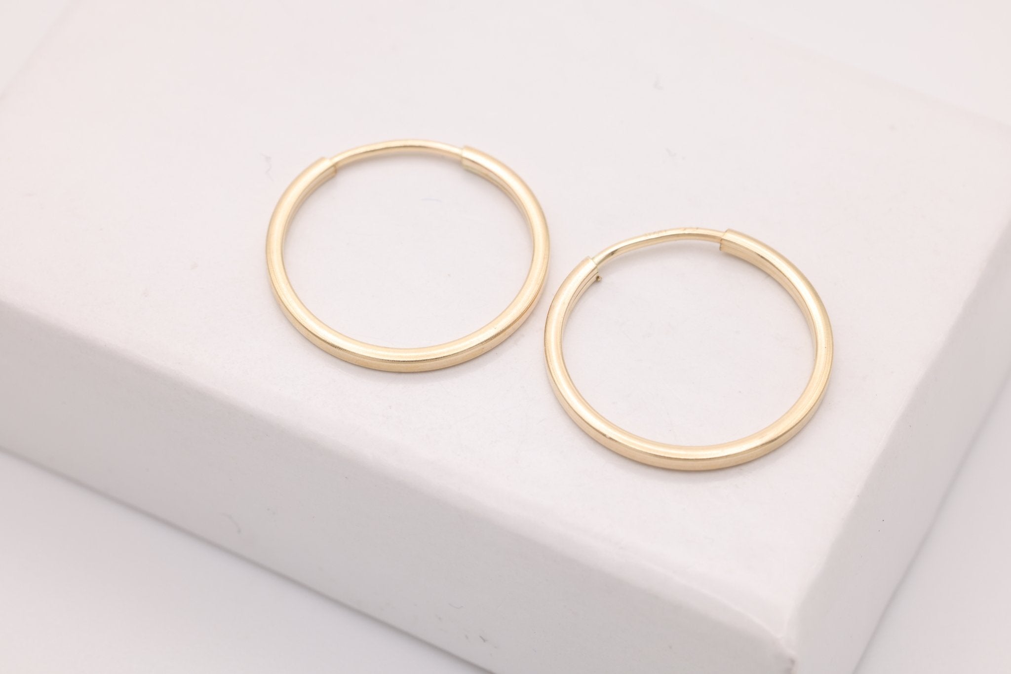 13mm Endless Hoop Earrings, 14K Gold - Filled, Minimalist Delicate Earrings, Wholesale Jewelry Earrings - HarperCrown