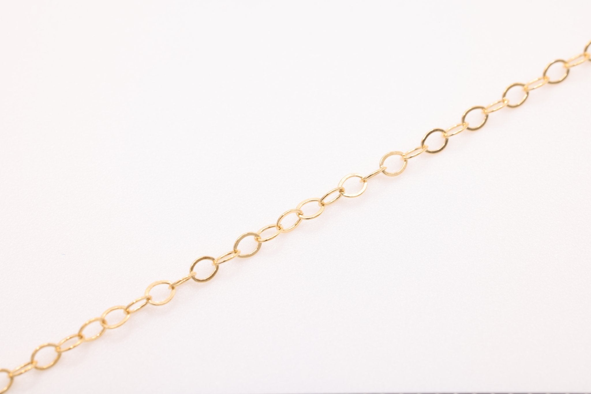 1.3mm Flat Cable Chain, 14K Gold-Filled Chain, Pay By the Foot Uncut - HarperCrown