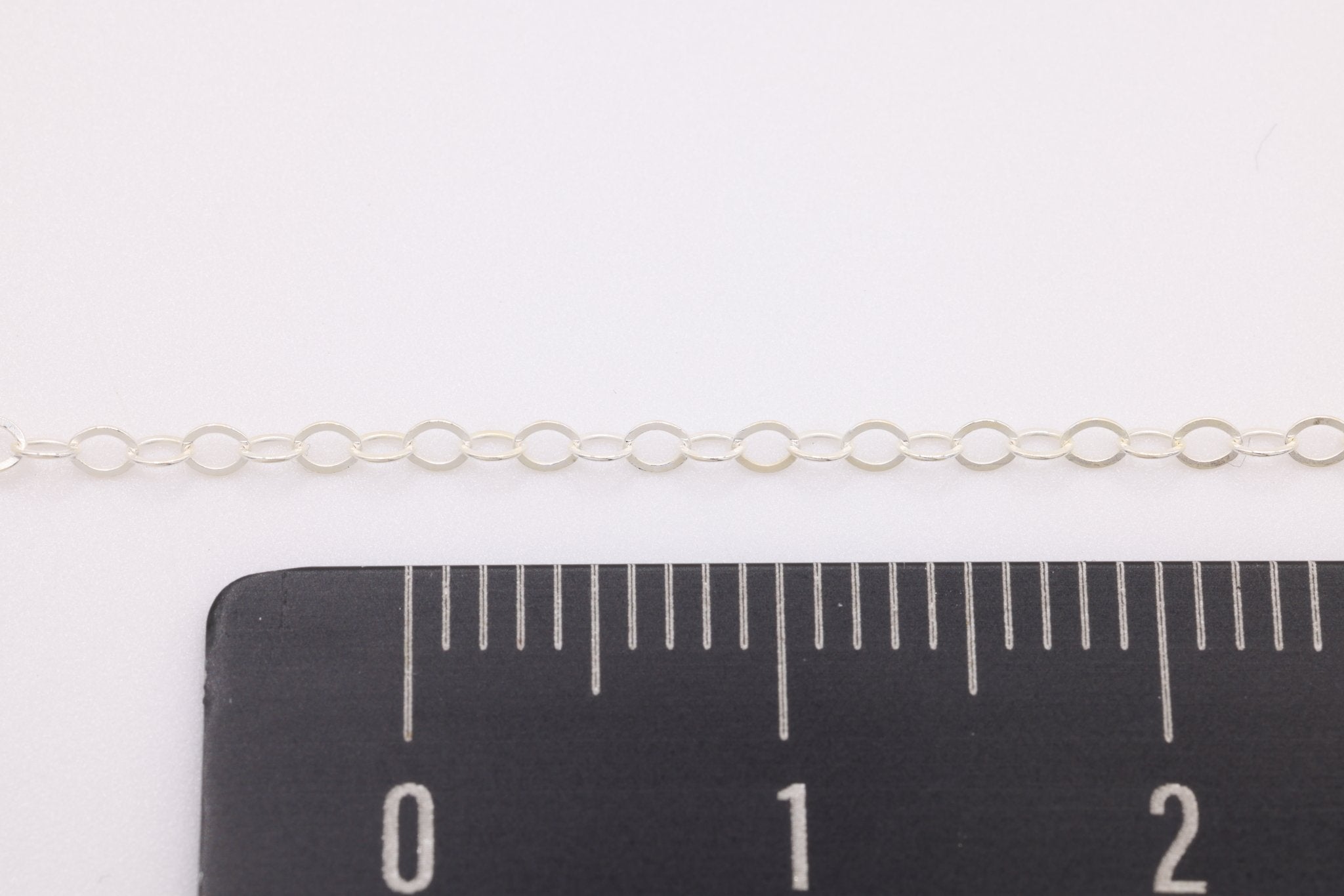 1.3mm Flat Cable Chain (5ft), 925 Sterling Silver Chain, Bulk 5ft Increment Chain for Jewelry Making - HarperCrown