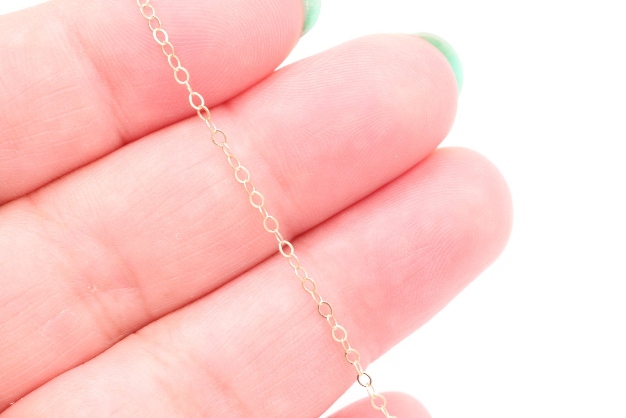 1.3mm Flat Cable Chain, Gold - Filled Chain, Pay By the Foot Uncut - HarperCrown