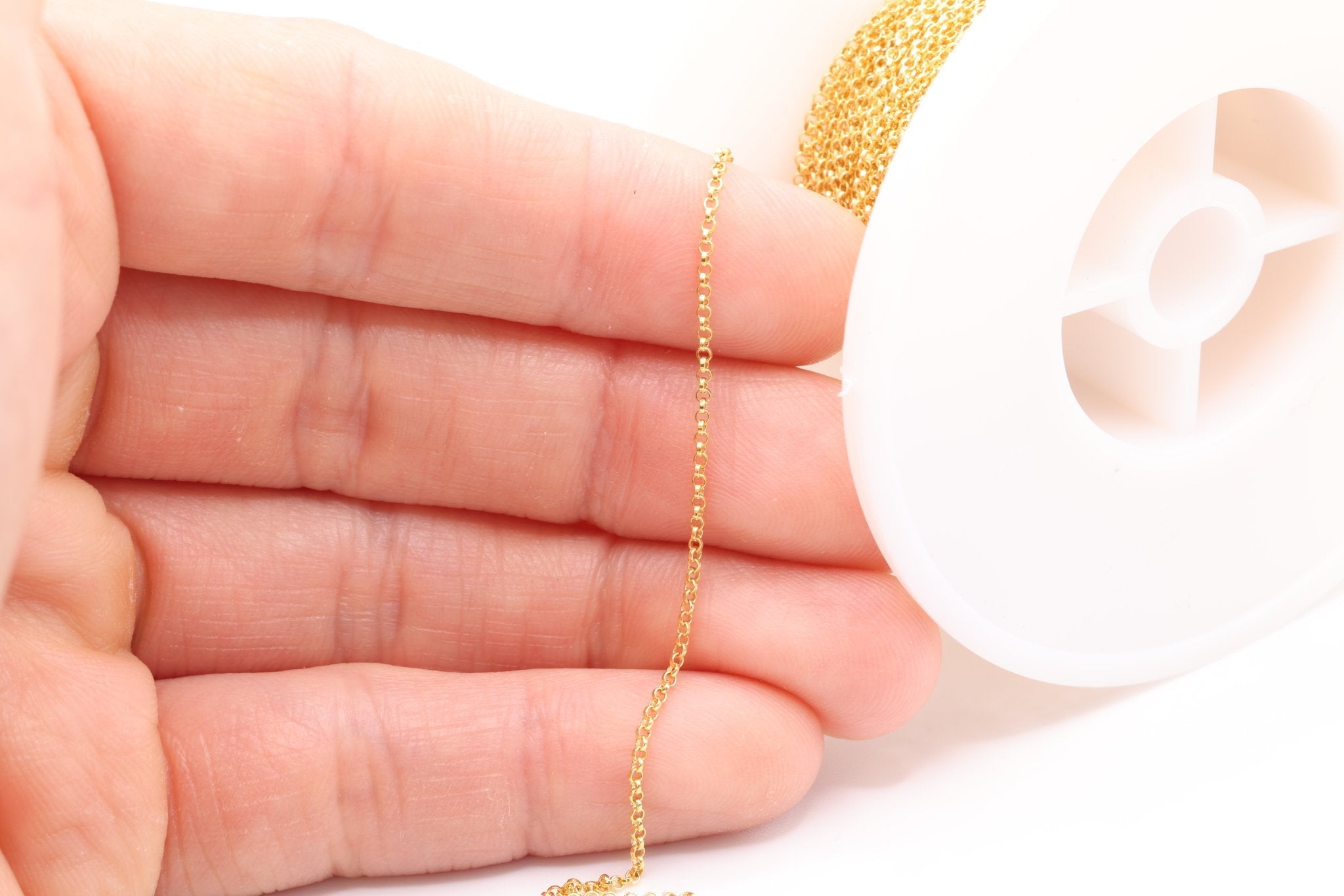 1.3mm Rolo Chain, 14K Gold - Filled, Bulk Pay Per Foot Uncut Spools For Jewelers - HarperCrown