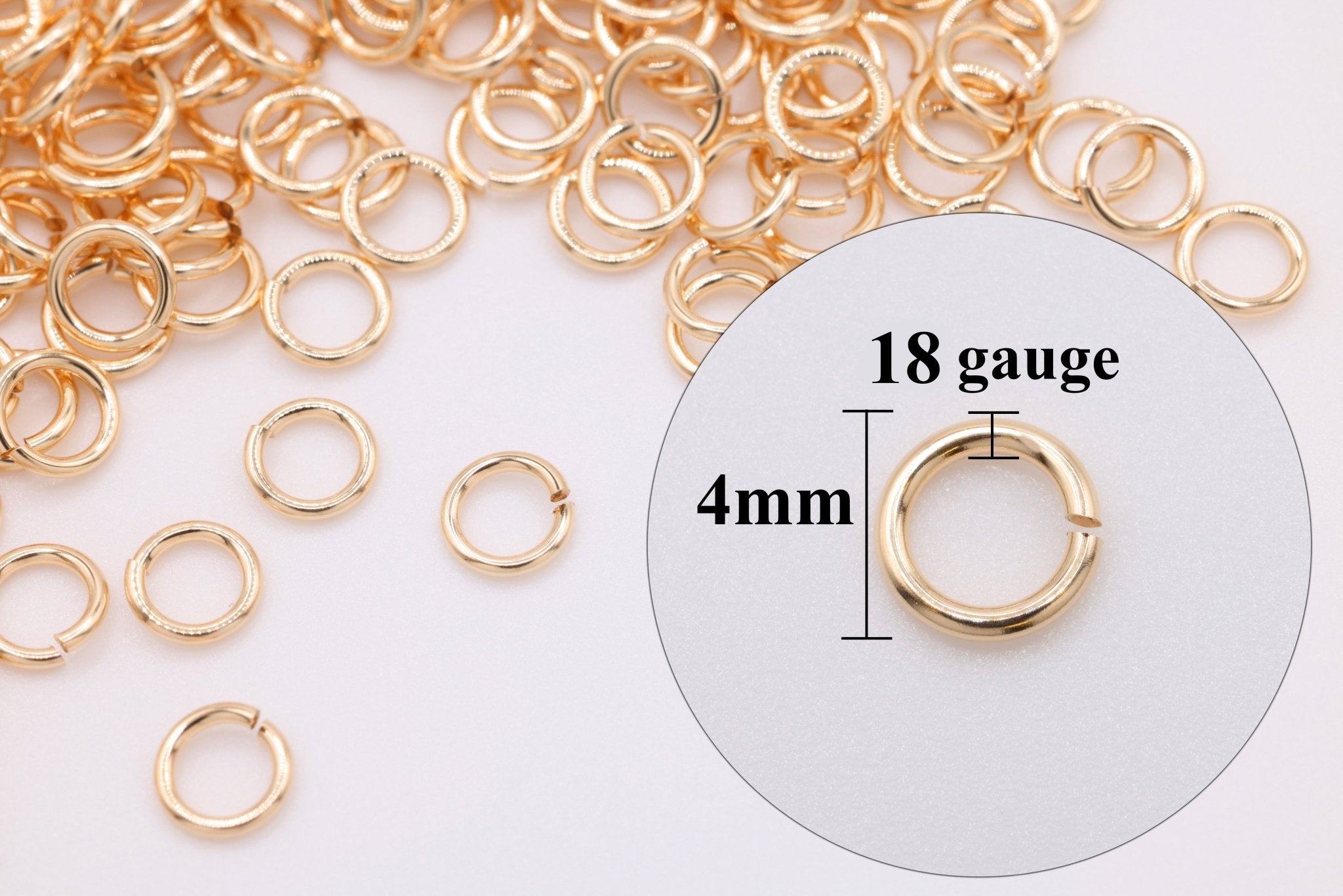 14/20 Gold - Filled 18 Gauge 4mm Open Jump Rings, 25 Piece Pack, Wholesale - HarperCrown