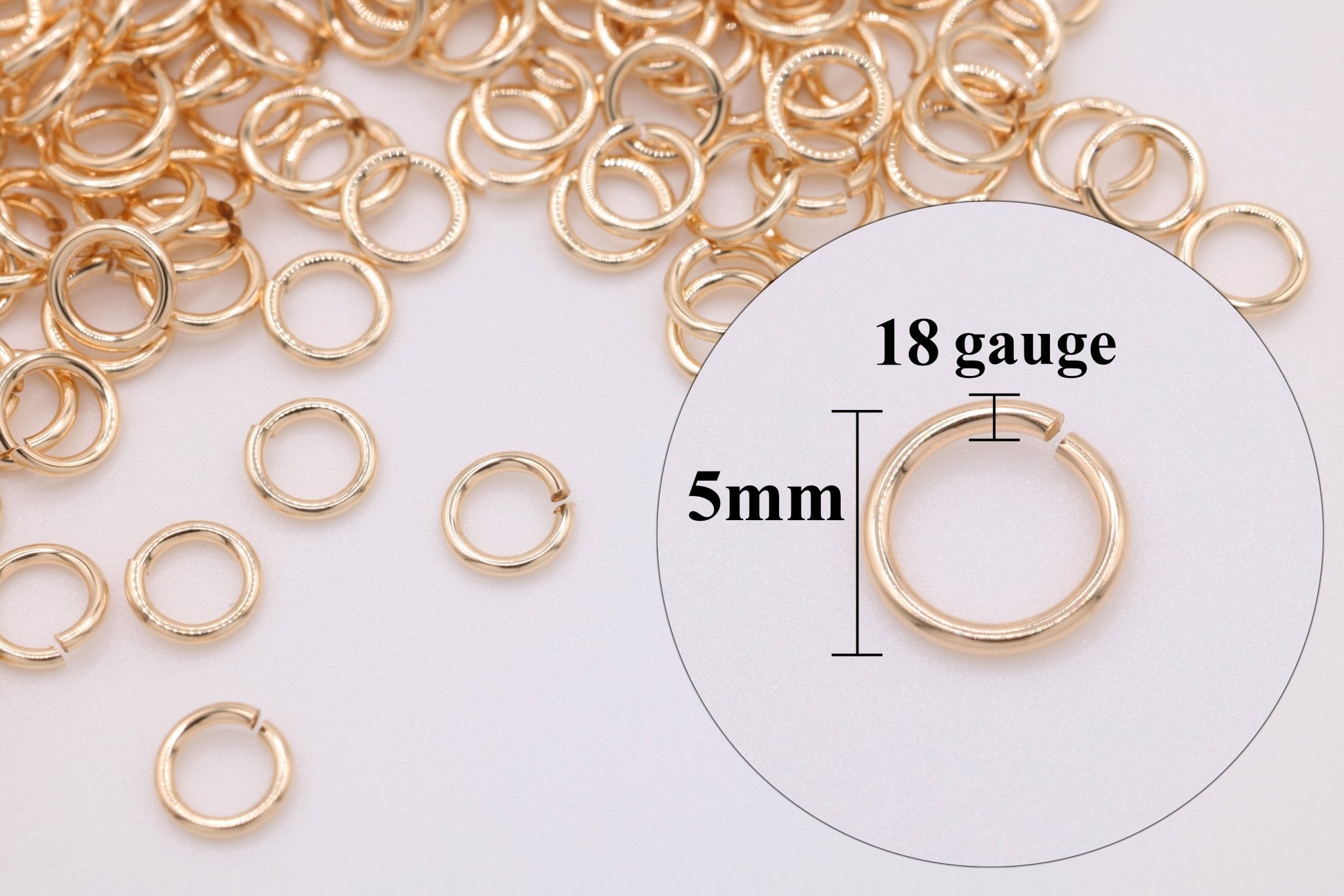 14/20 Gold - Filled 18 Gauge 5mm Open Jump Rings, 25 Piece Pack, Wholesale - HarperCrown