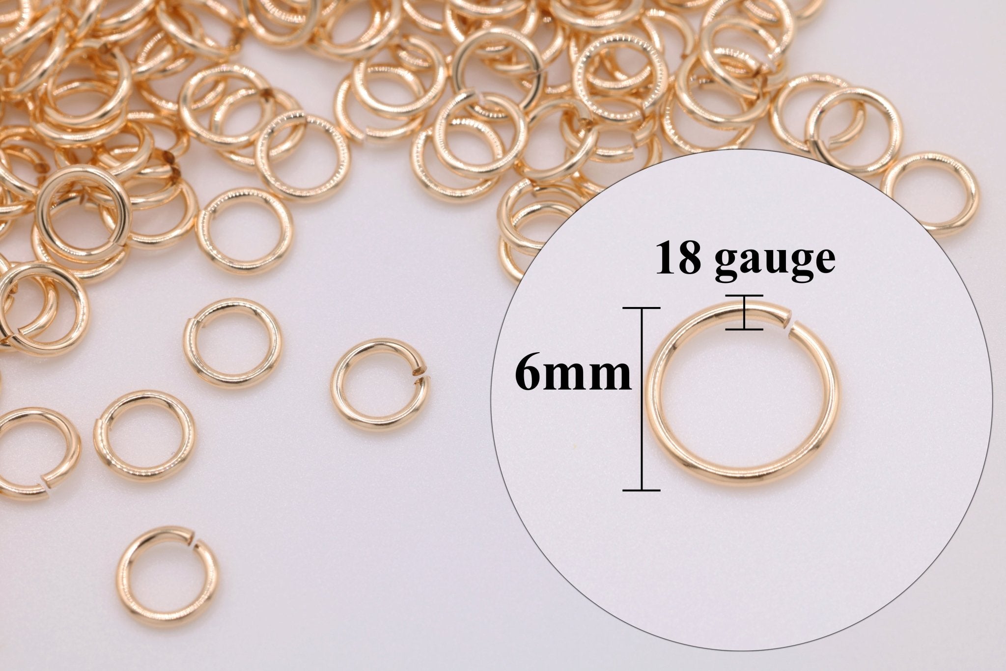 14/20 Gold - Filled 18 Gauge 6mm Open Jump Rings, 25 Piece Pack, Wholesale - HarperCrown