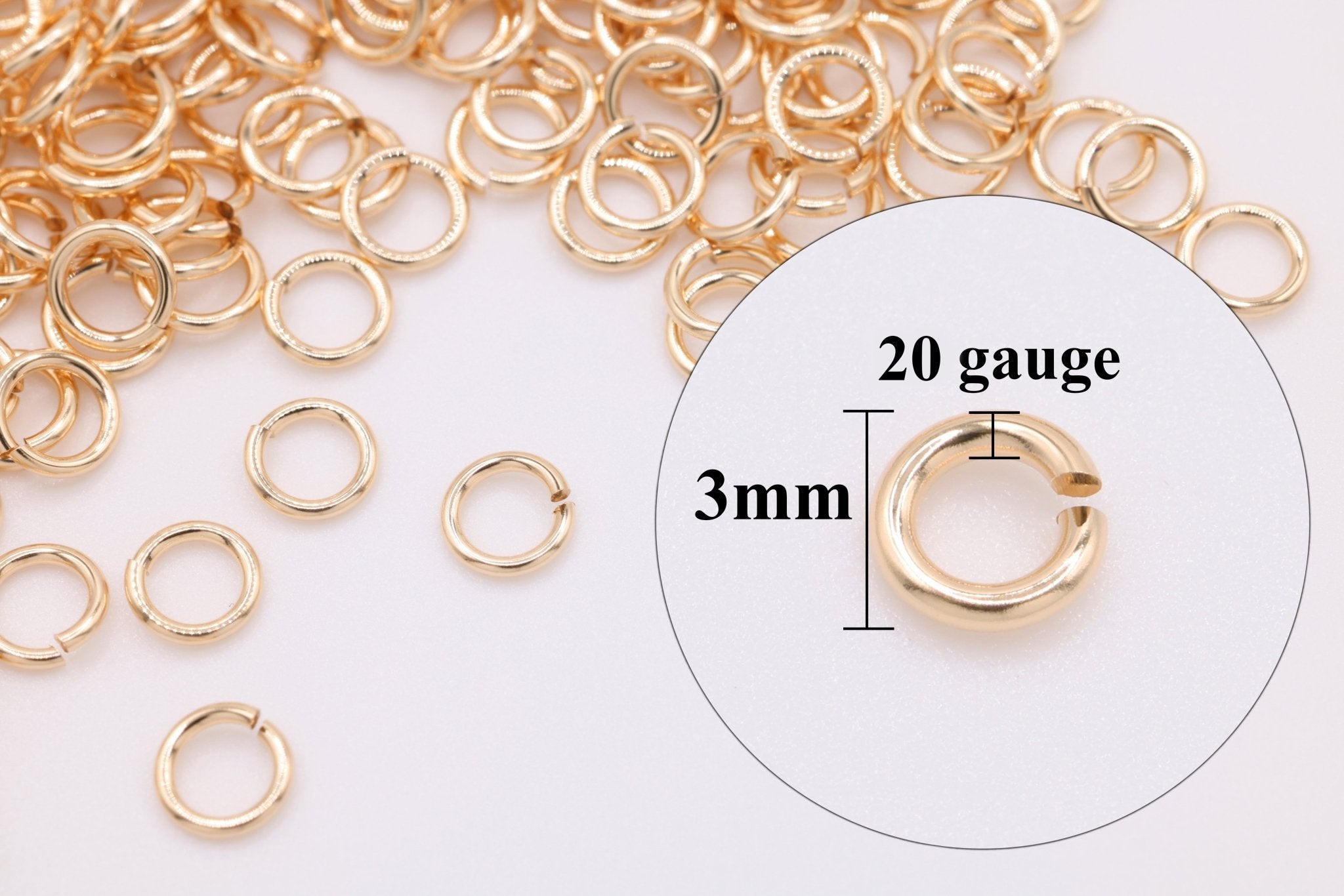 14/20 Gold - Filled 20 Gauge 3mm Open Jump Rings, 25 Piece Pack, Wholesale - HarperCrown