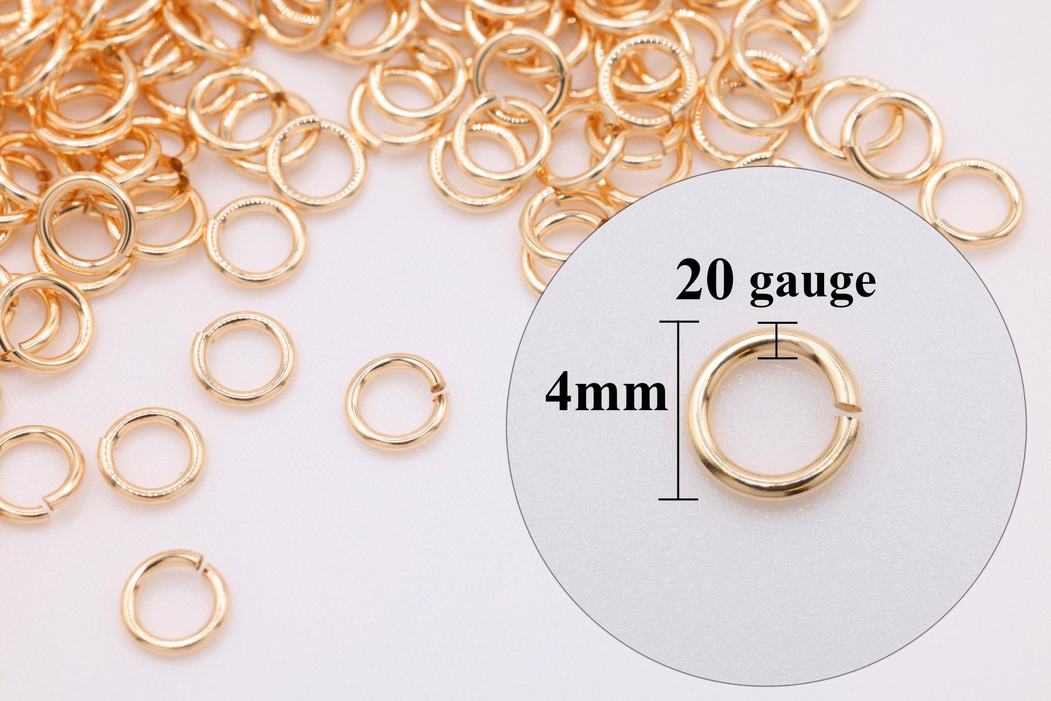 14/20 Gold - Filled 20 Gauge 4mm Open Jump Rings, 25 Piece Pack, Wholesale - HarperCrown