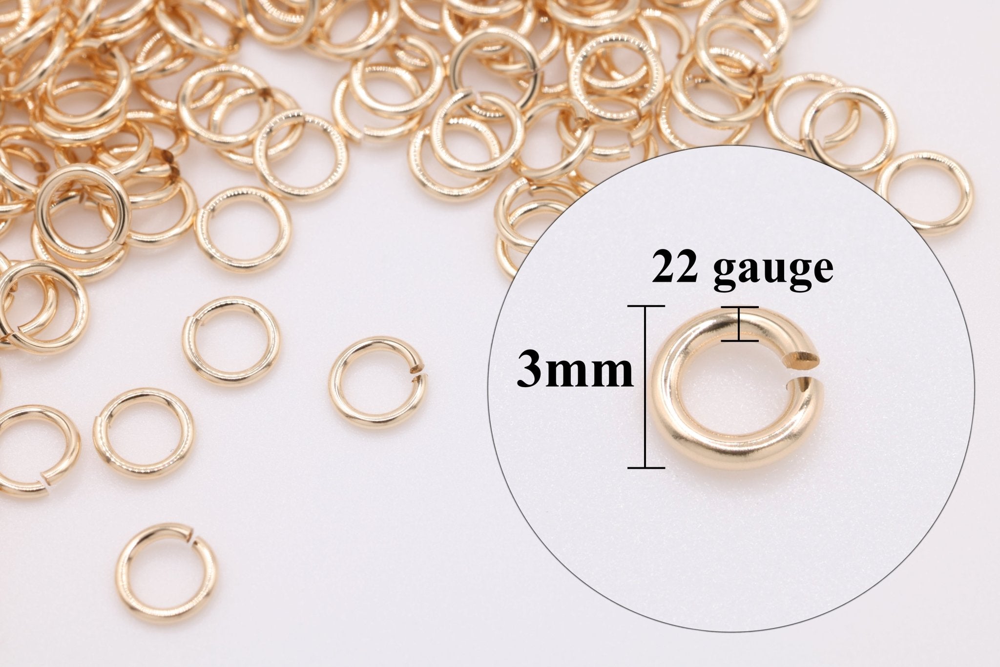 14/20 Gold - Filled 22 Gauge 3mm Open Jump Rings, 25 Piece Pack, Wholesale - HarperCrown