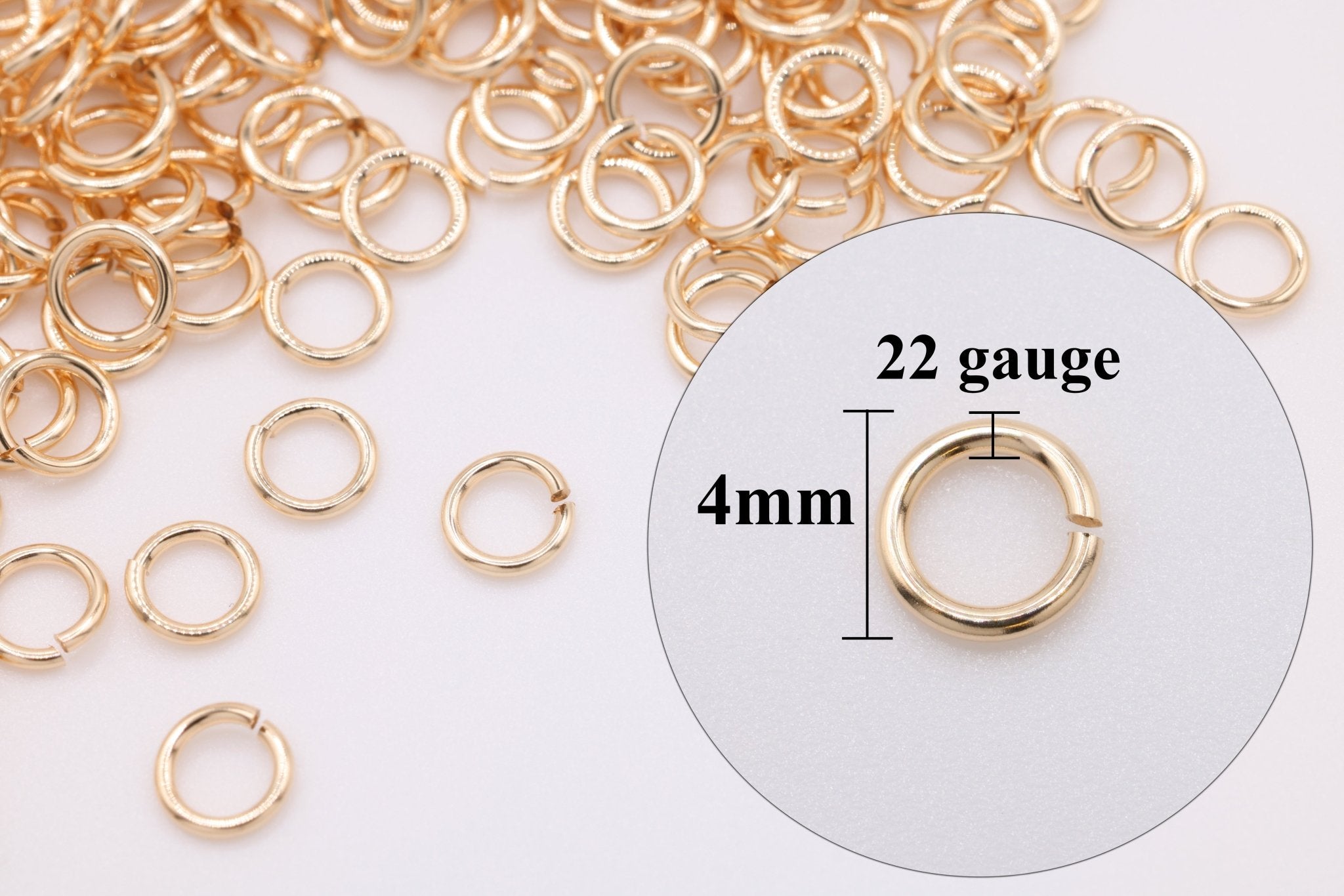 14/20 Gold - Filled 22 Gauge 4mm Open Jump Rings, 25 Piece Pack, Wholesale - HarperCrown