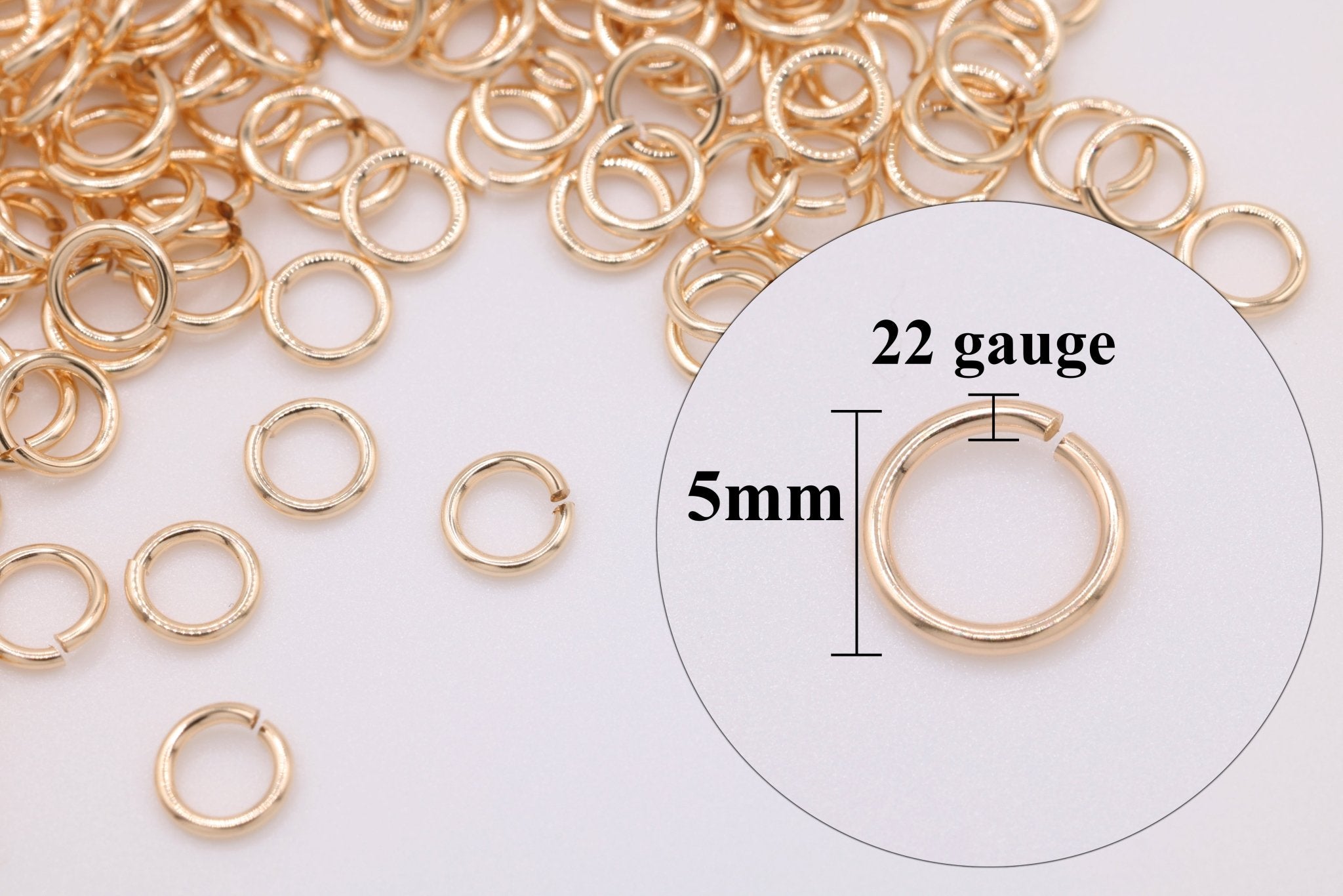 14/20 Gold - Filled 22 Gauge 5mm Open Jump Rings, 25 Piece Pack, Wholesale - HarperCrown