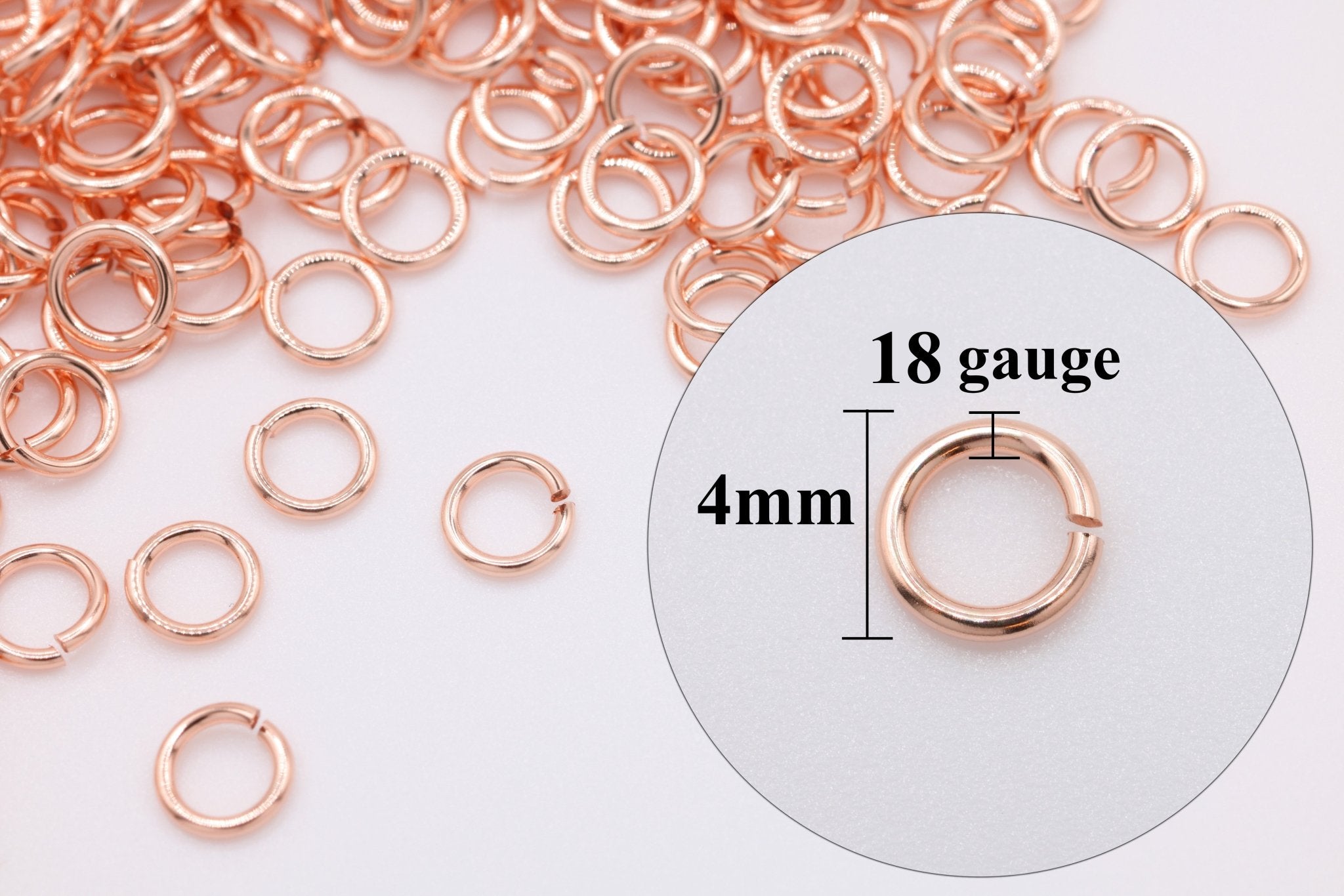 14/20 Rose Gold - Filled 18 Gauge 4mm Open Jump Rings, 25 Piece Pack, Wholesale - HarperCrown