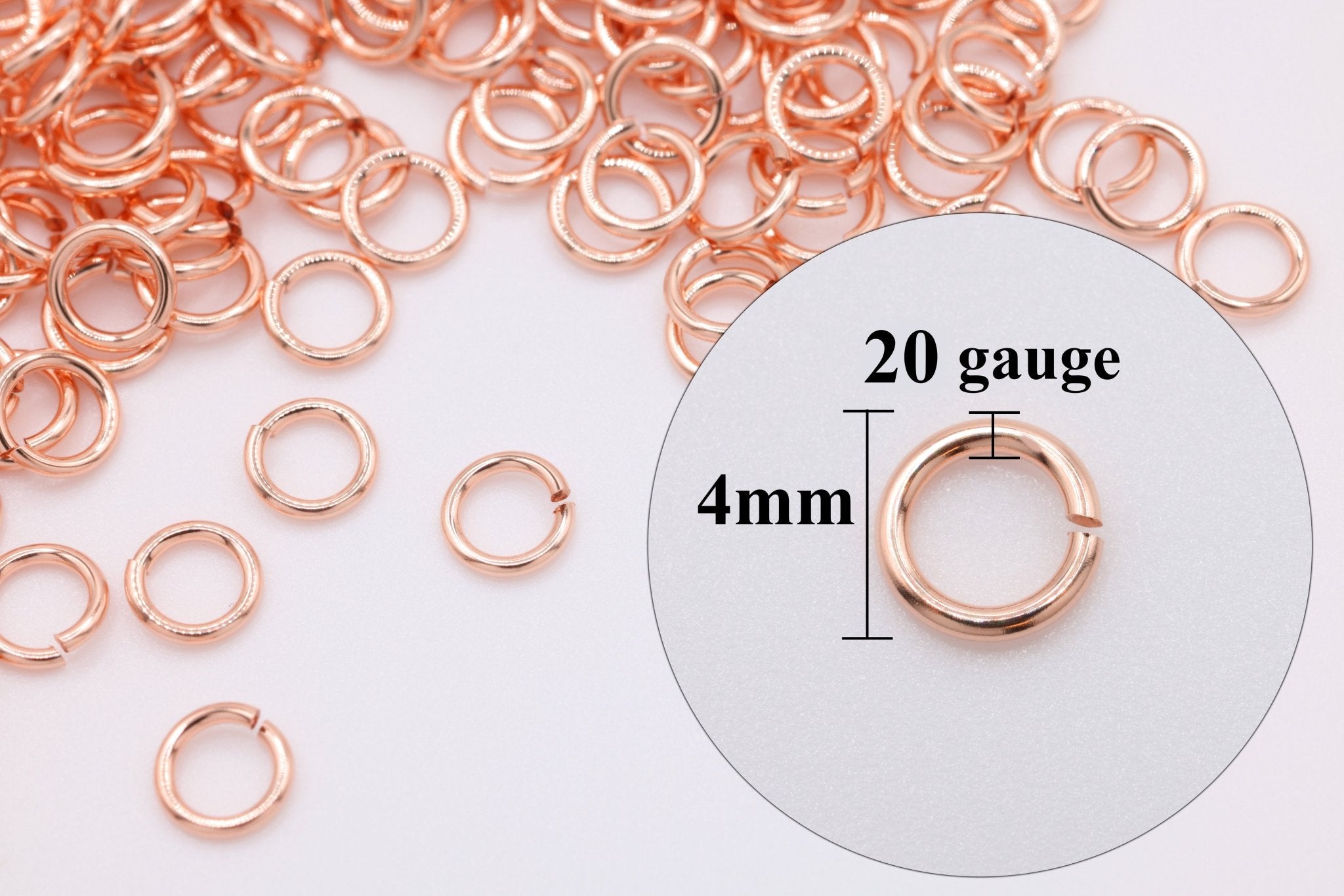 14/20 Rose Gold - Filled 20 Gauge 4mm Open Jump Rings, 25 Piece Pack, Wholesale - HarperCrown