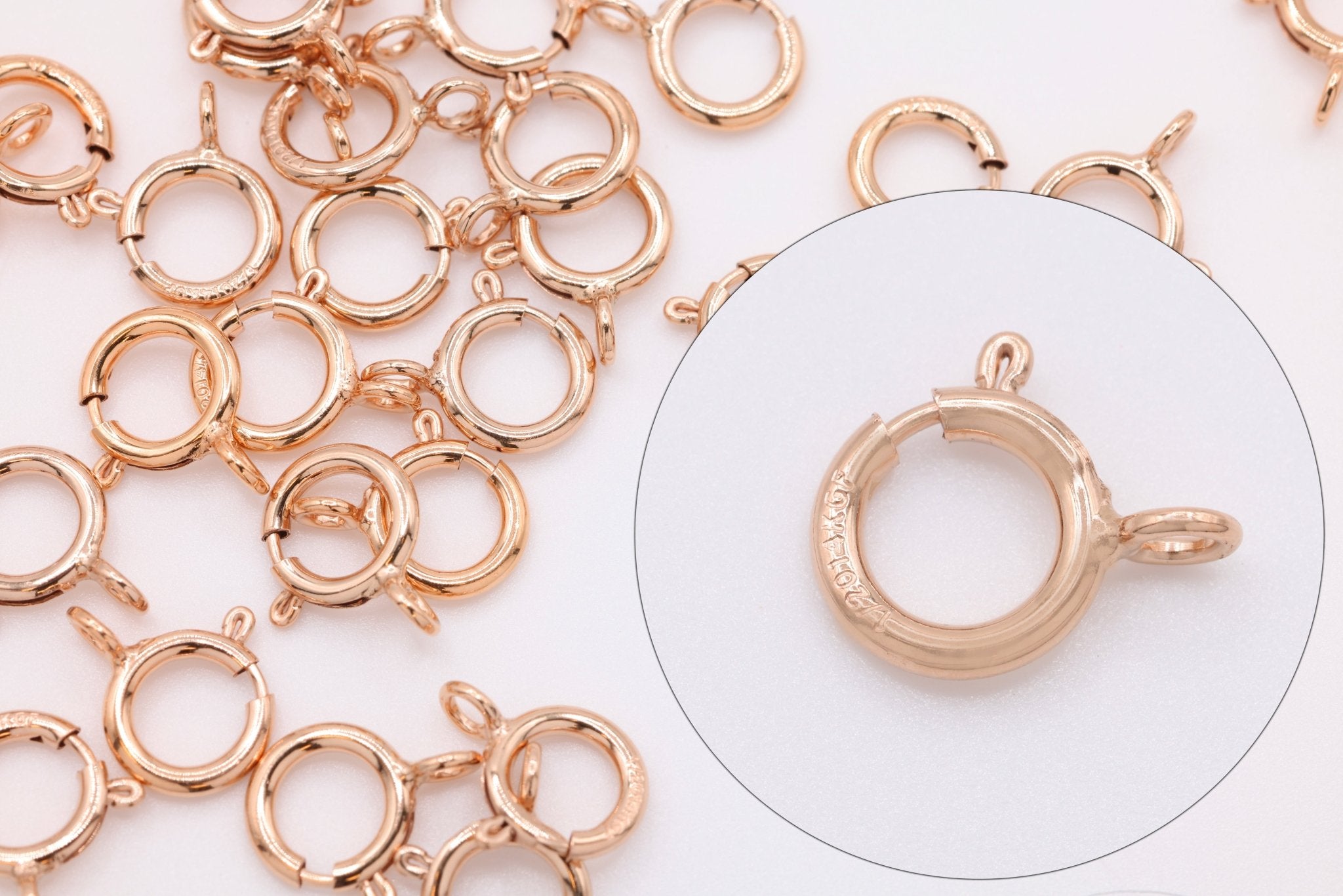 14/20 Rose Gold - Filled 6mm Spring Ring Clasp, 5 Piece Pack, Closed Ring - HarperCrown