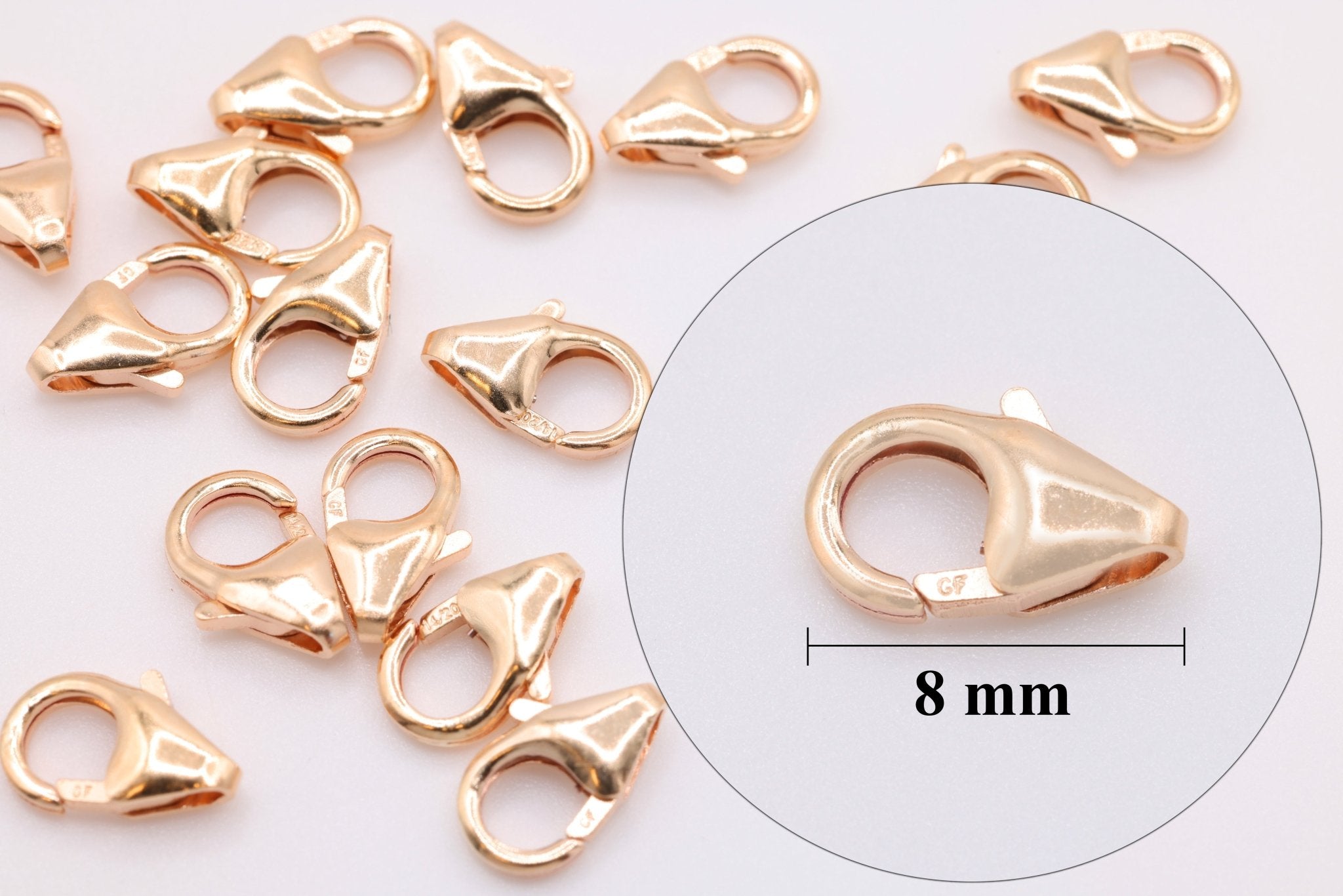 14/20 Rose Gold - Filled 8mm Trigger Clasp, 5 Piece Pack, 1.1mm Hole - HarperCrown