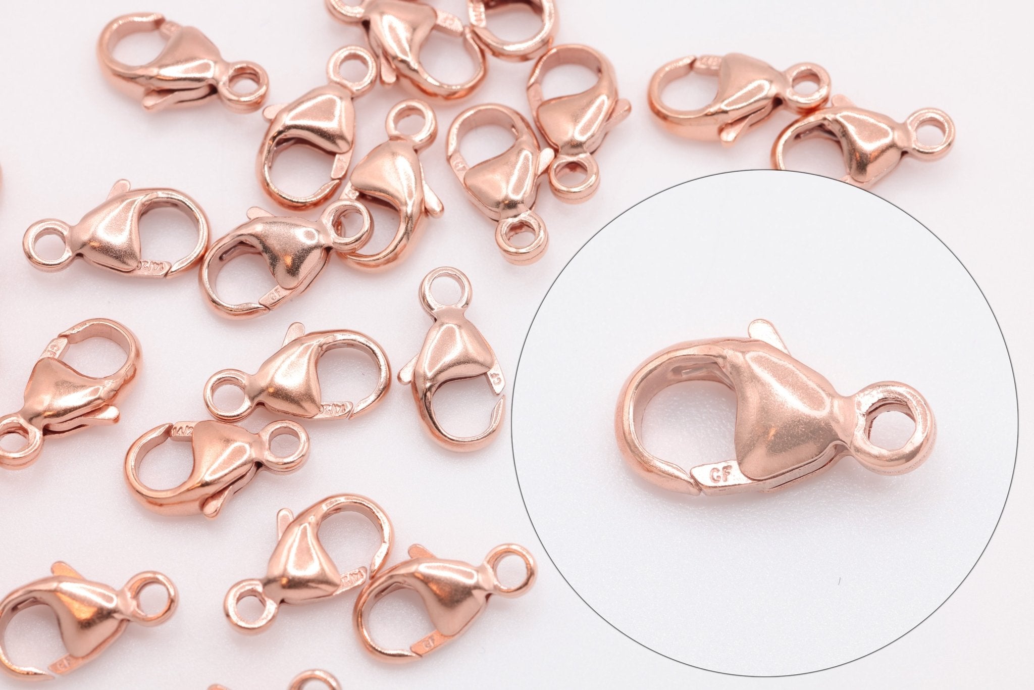 14/20 Rose Gold - Filled 9mm x 5mm Lobster Claw Clasp, 5 Piece Pack, Wholesale - HarperCrown