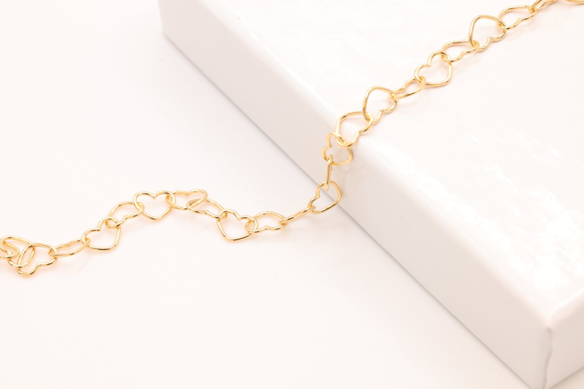 14K Gold-Filled 5.0 mm Heart Chain, Heart Cable Chain Wholesale Jewelry Making Heart Chain - HarperCrown