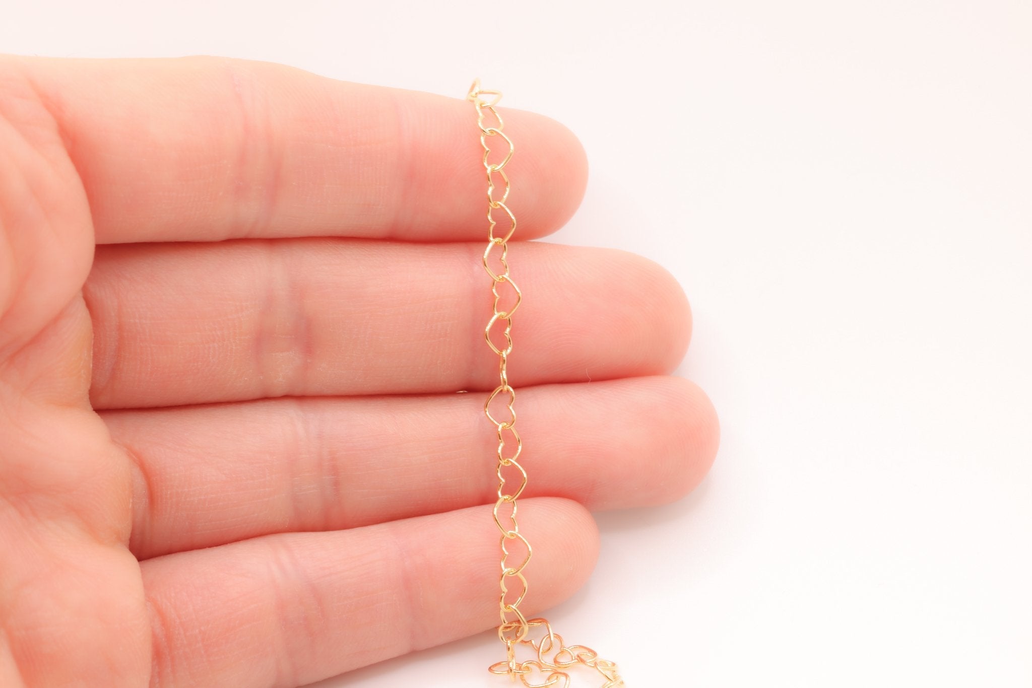 14K Gold-Filled 5.0 mm Heart Chain, Heart Cable Chain Wholesale Jewelry Making Heart Chain - HarperCrown