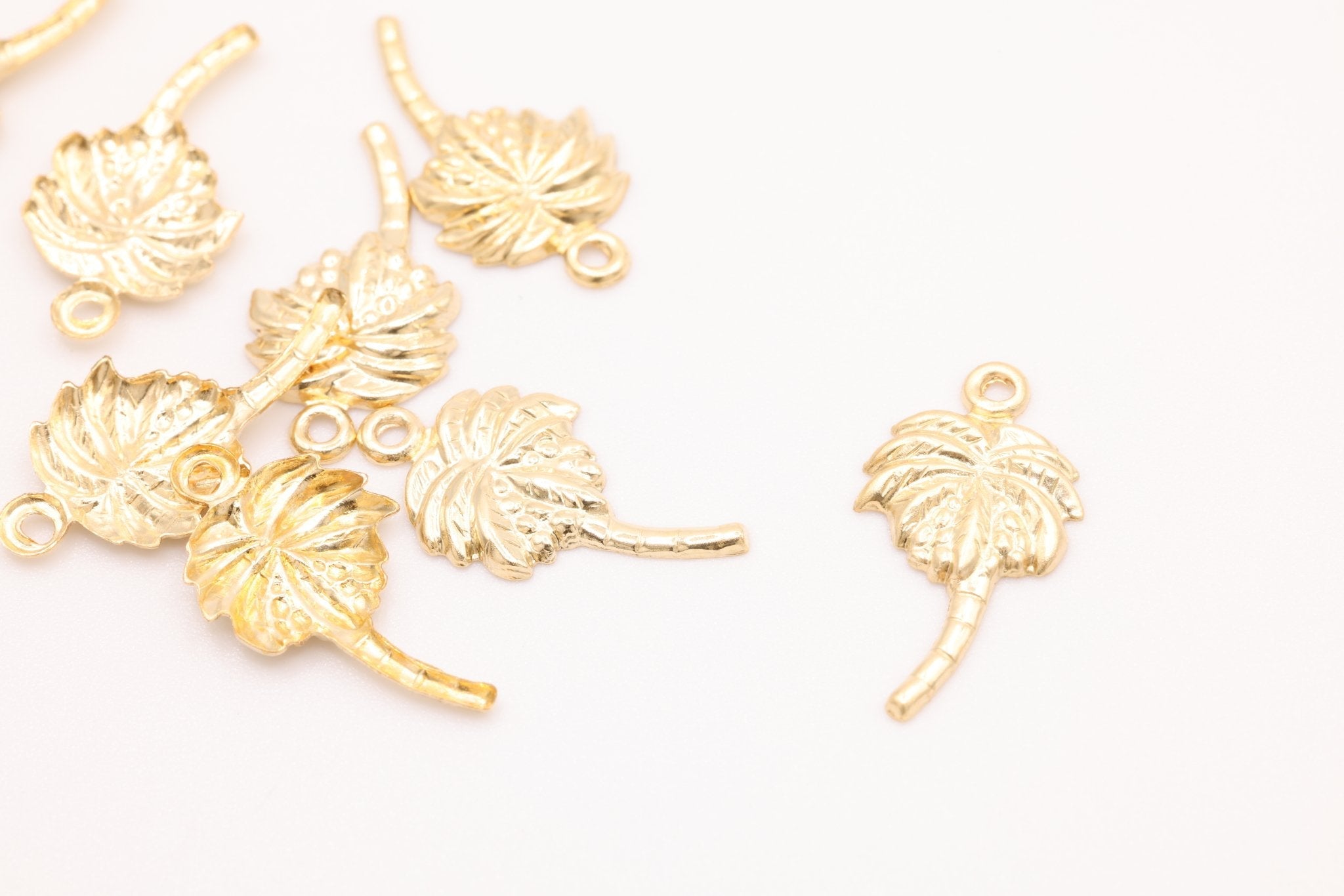 14K Gold-Filled Palm Tree Charm, Drop Tropical Island Charm, Wholesale Jewelry Making Charm - HarperCrown