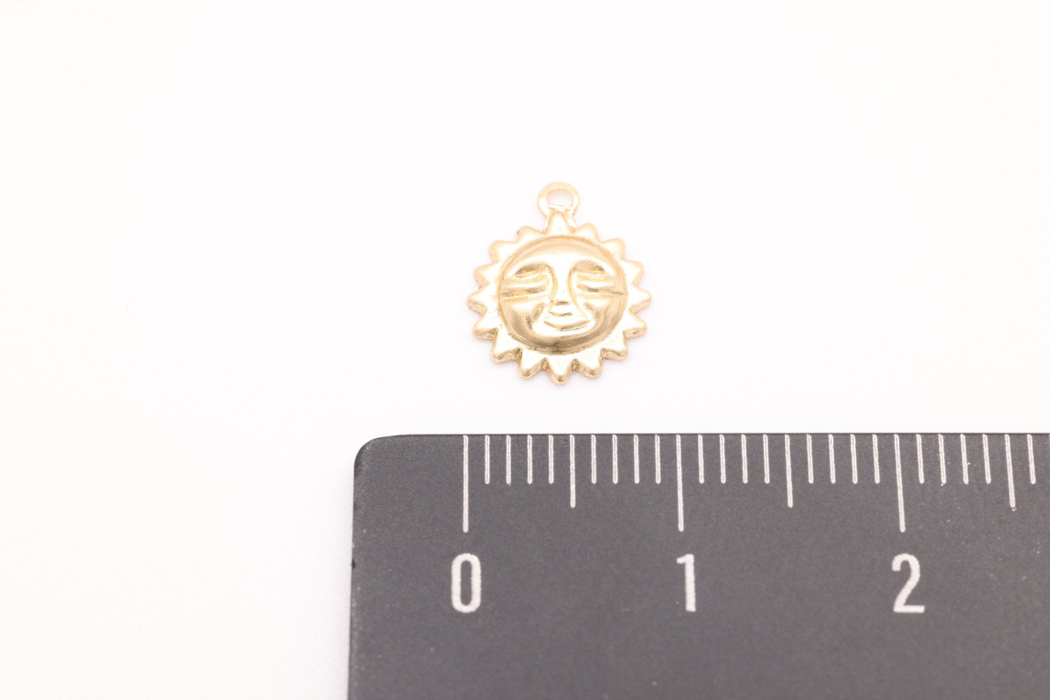 14K Gold Wholesale Filled Sun Face Charm, 14K Gold Filled, Sterling Silver, 14K Solid Gold, Celestial Charm - HarperCrown