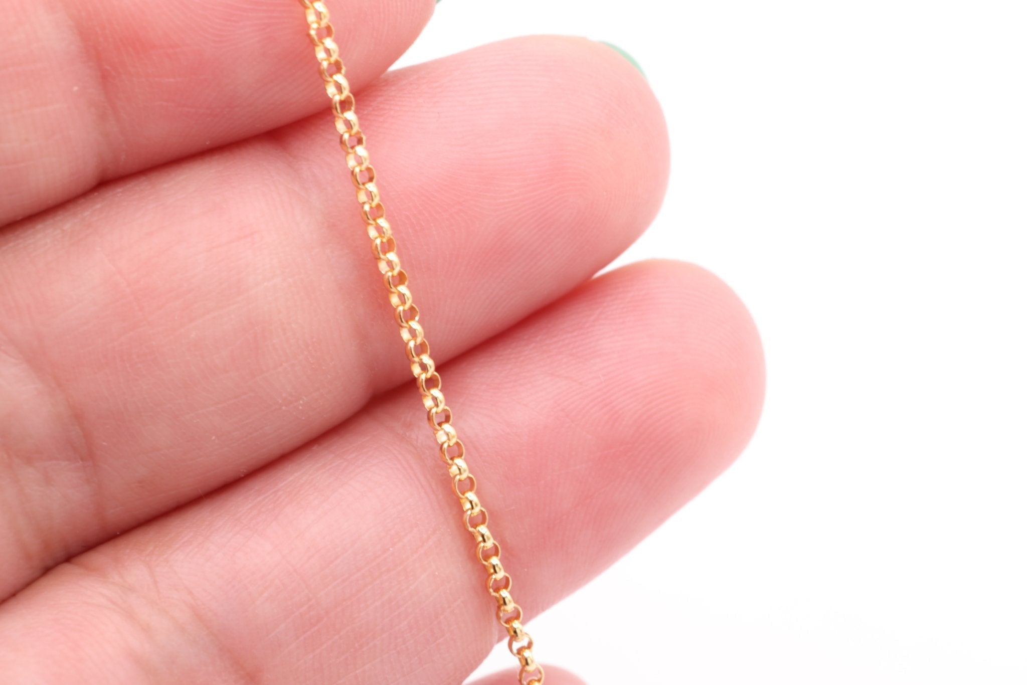 1.4mm Rolo Chain, Gold - Filled or Sterling Silver, Unfinished Rolo Chain by Foot Bulk Chain - HarperCrown