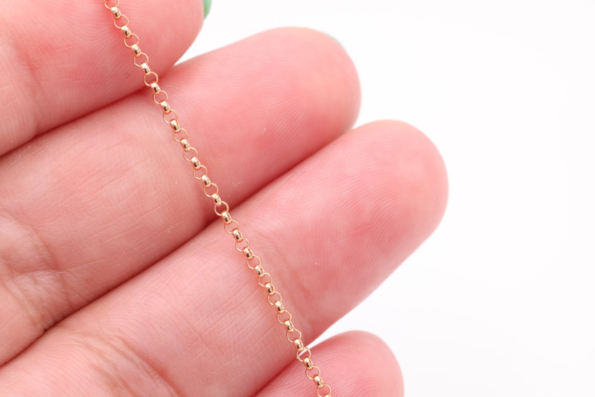 1.4mm Rolo Chain, Gold - Filled or Sterling Silver, Unfinished Rolo Chain by Foot Bulk Chain - HarperCrown