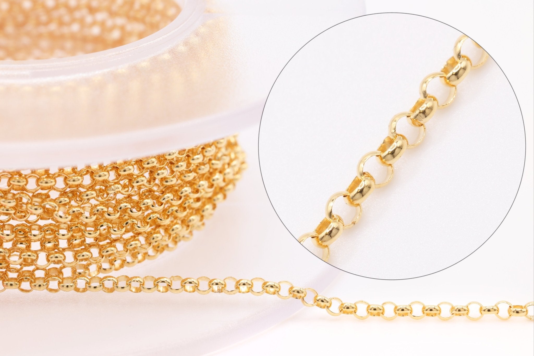 1.4mm Rolo Chain, Gold - Filled or Sterling Silver, Unfinished Rolo Chain by Foot Bulk Chain - HarperCrown