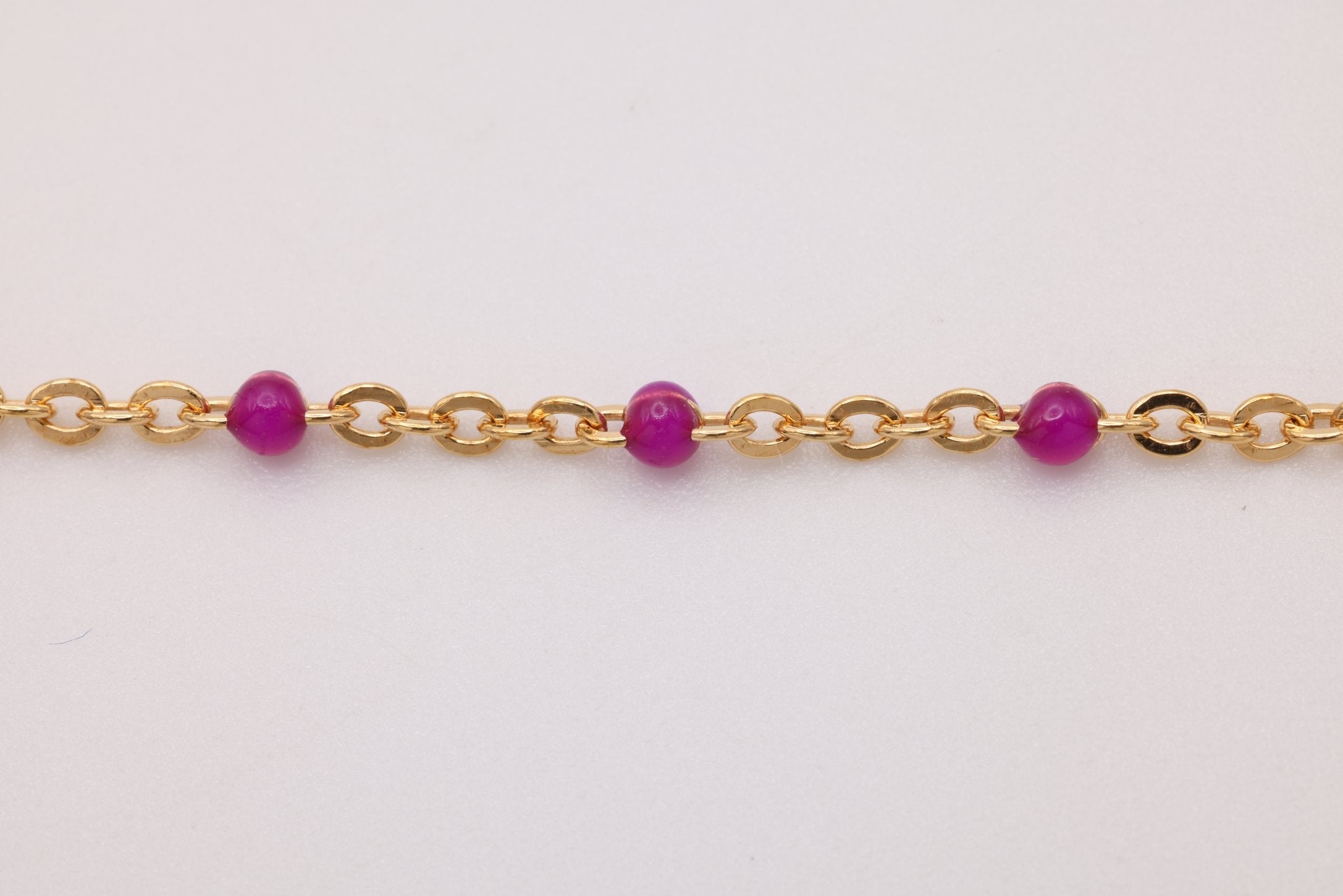 1.5mm Magenta Enamel Chain, Gold - Filled, Bulk DIY Spool Pay Per Foot Jewelry Making Chain - HarperCrown