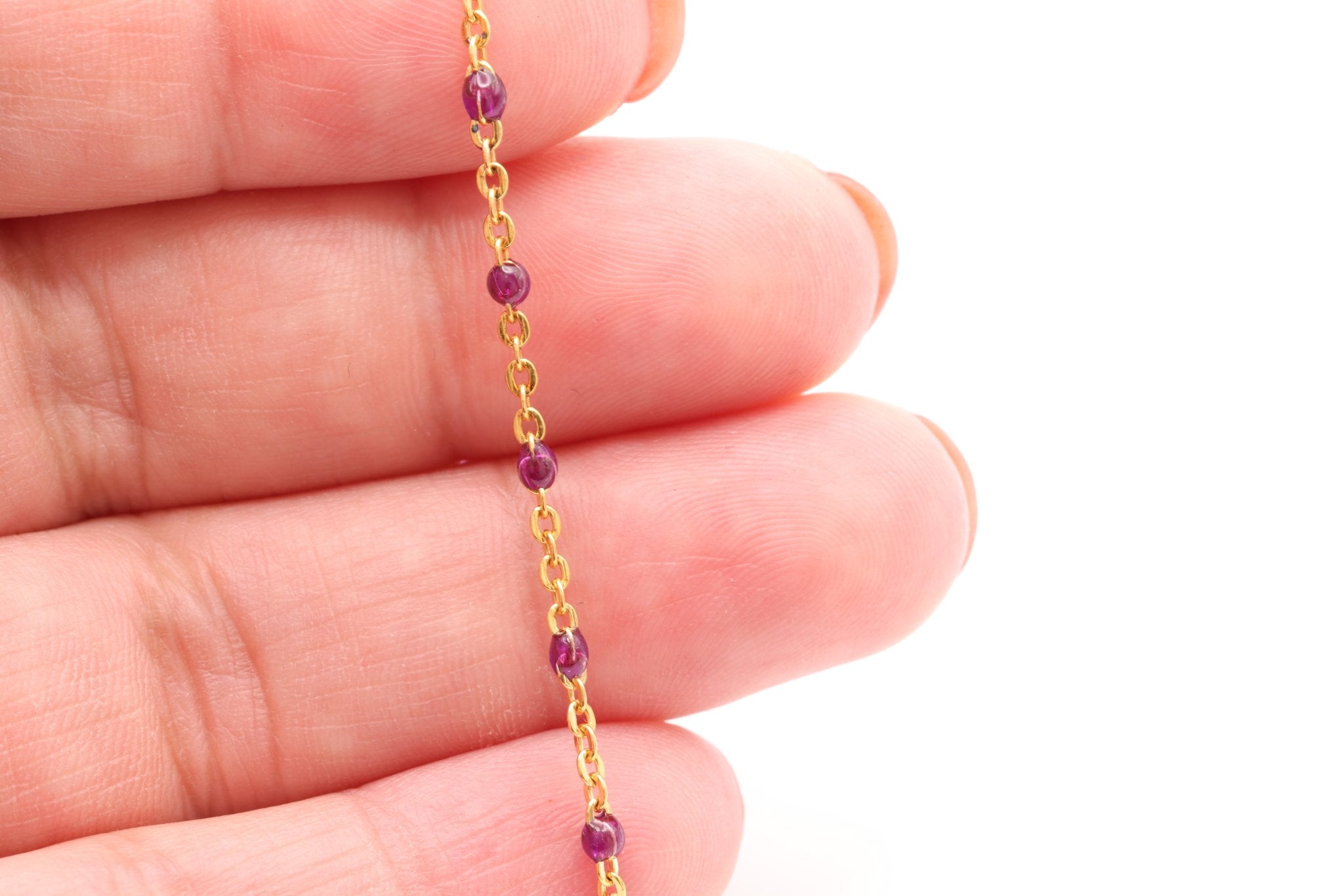 1.5mm Purple Enamel Chain, Gold - Filled, Bulk DIY Spool Pay Per Foot Jewelry Making Chain - HarperCrown