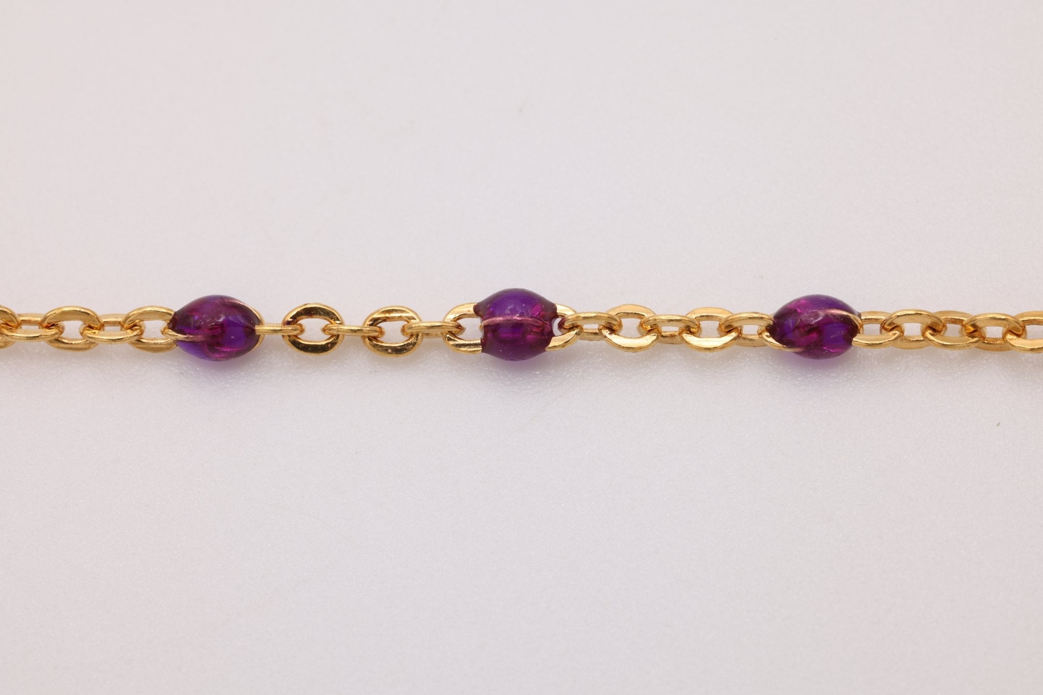 1.5mm Purple Enamel Chain, Gold - Filled, Bulk DIY Spool Pay Per Foot Jewelry Making Chain - HarperCrown