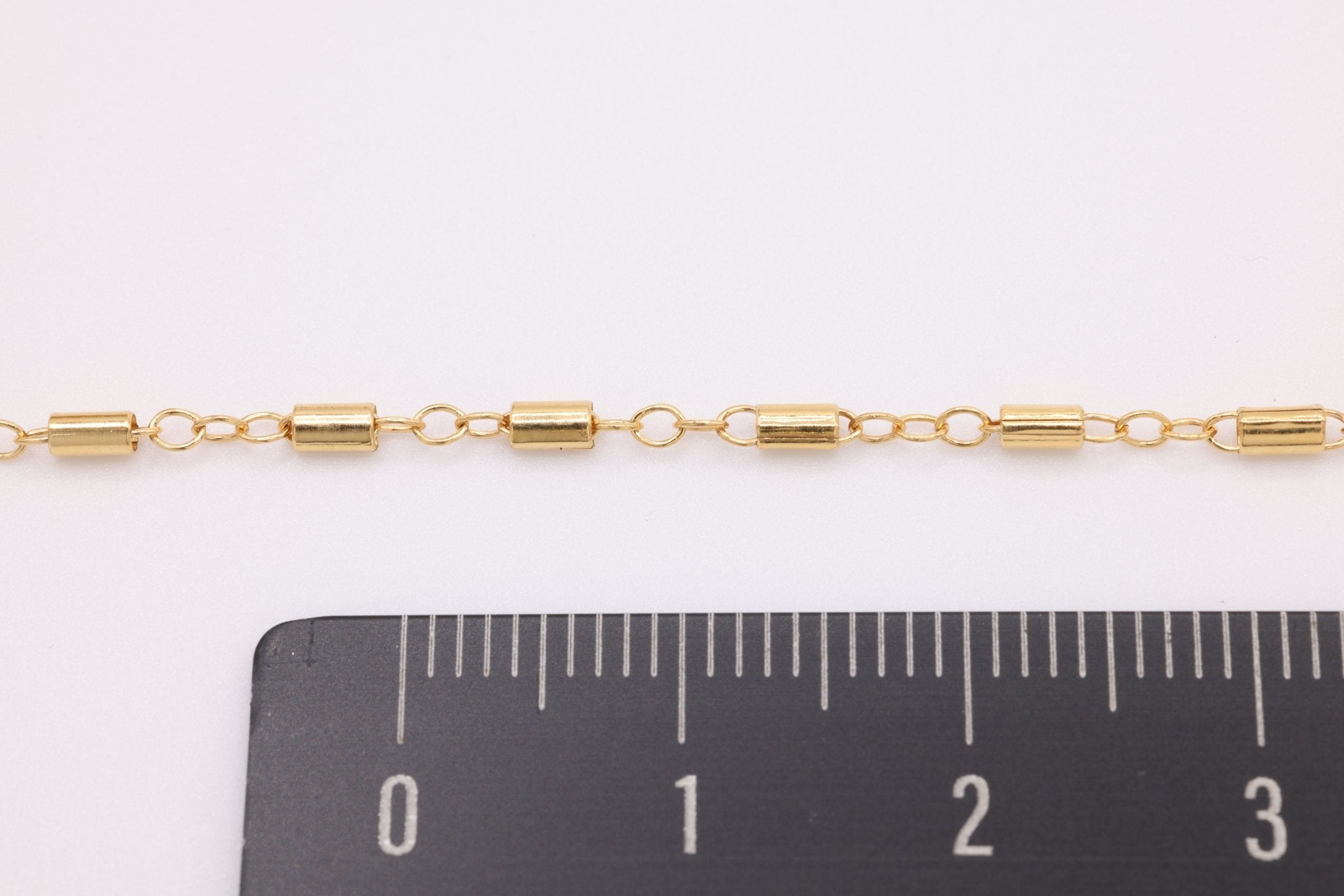 1.5mm x 3mm Tube Bar Chain, Gold - Filled or Sterling Silver, Cylinder Straight Tube Bar Link, Bulk Pay Per Foot Uncut Spools For Jewelers - HarperCrown