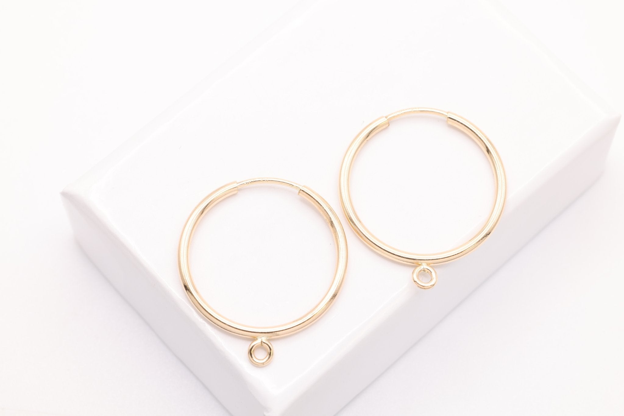 17mm Hoop Earring With Bail, 14K Gold - Filled, Dangle Charm Hoop, Wholesale Bulk DIY Jewelry Making Earring - HarperCrown