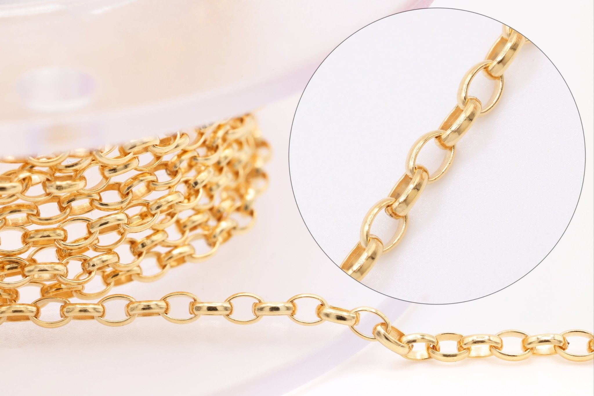 1.8mm x 2.6mm Oval Rolo Chain, Gold - Filled or Sterling Silver, Bulk Pay Per Foot Uncut Spools For Jewelers - HarperCrown