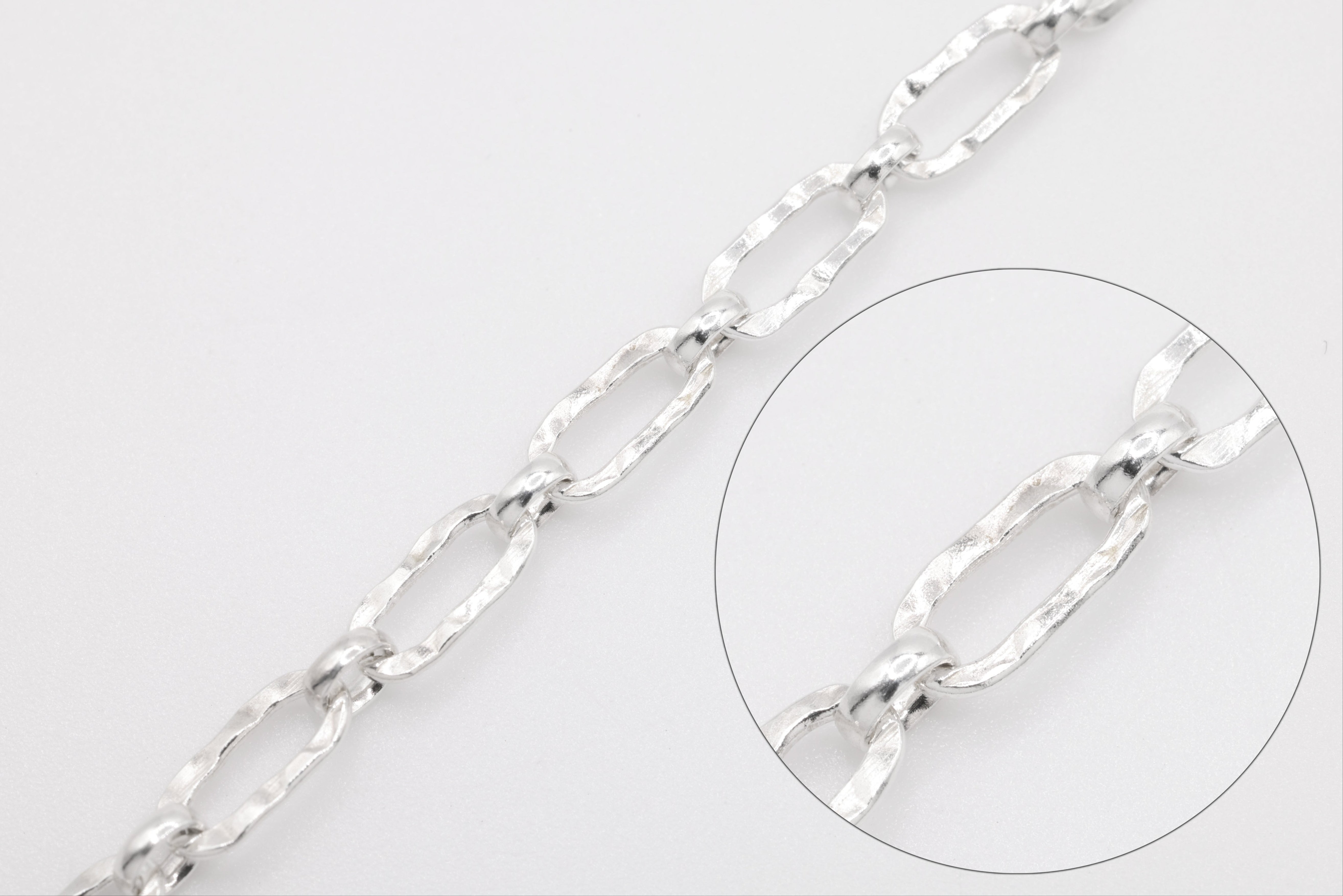 3mm x 6mm Hammered Long and Short Chain, Sterling Silver, Bulk DIY Spool Pay Per Foot Jewelry Making Chain