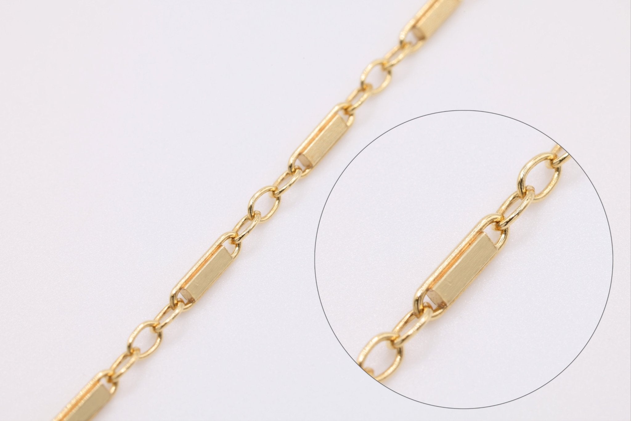 1mm x 5mm Bar Chain, Gold - Filled, Bulk DIY Spool Pay Per Foot Jewelry Making Chain - HarperCrown