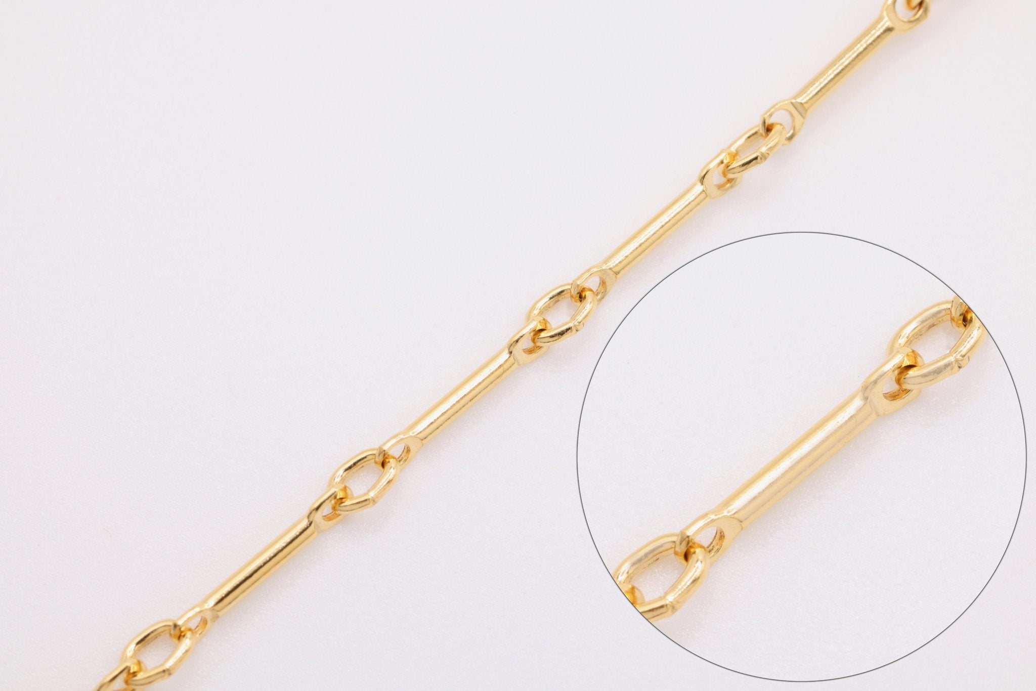 1mm x 8mm Bar Link Chain, Gold - Filled, Bulk DIY Spool Pay Per Foot Jewelry Making Chain - HarperCrown